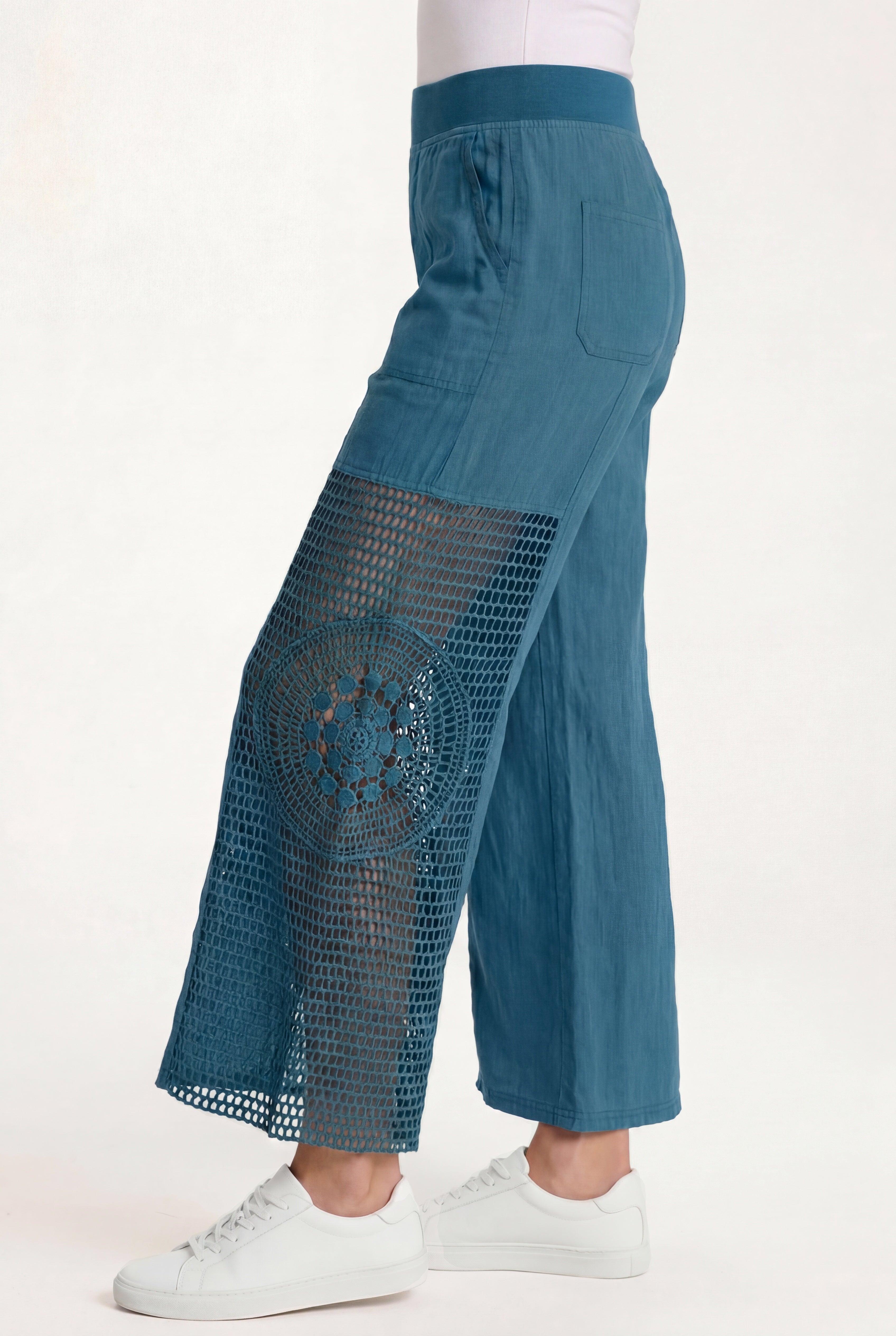 XCVI Tangent Linen/Crochet Wide Leg Pant