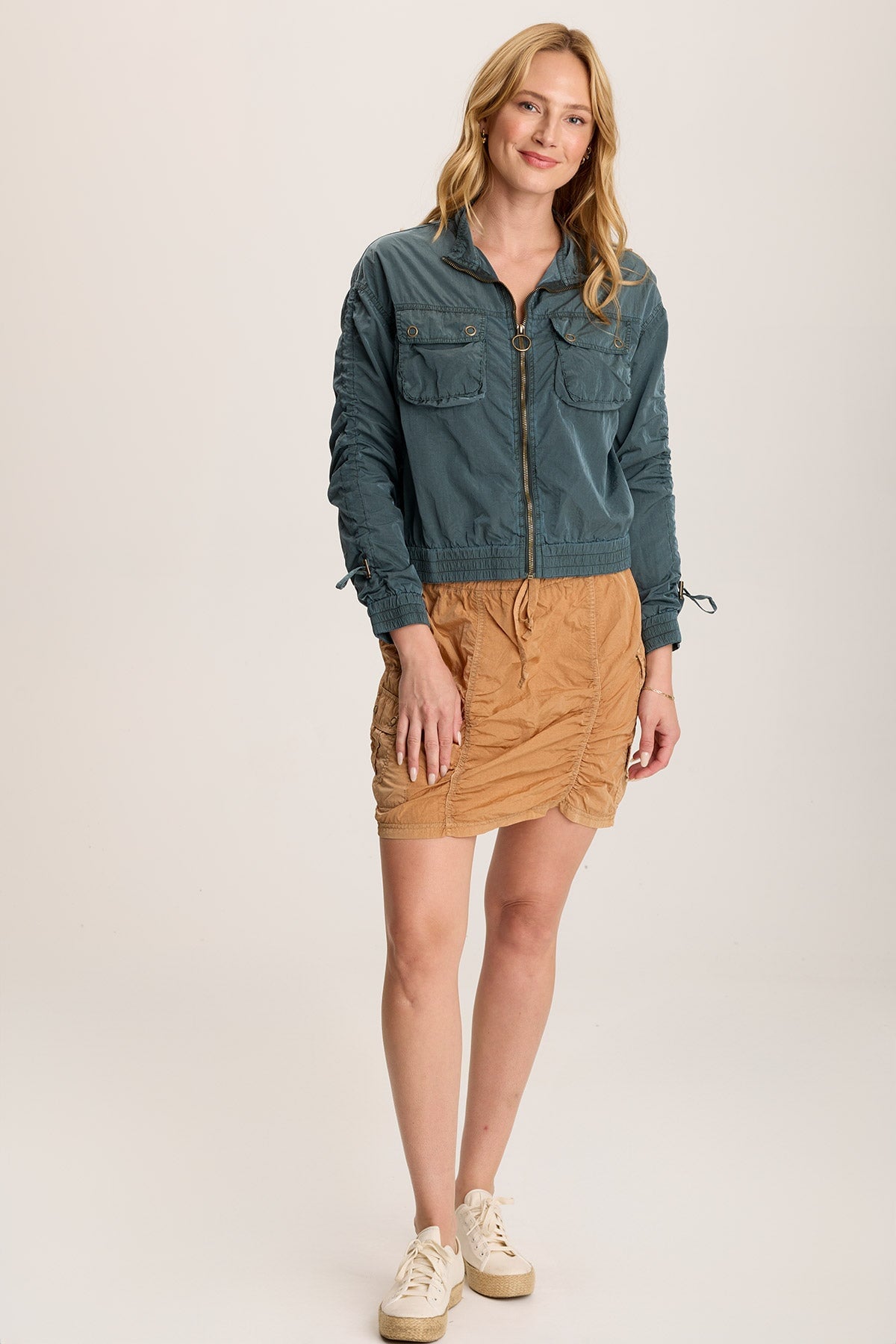 XCVI Marley Ruched Sporty Cargo Mini Skirt