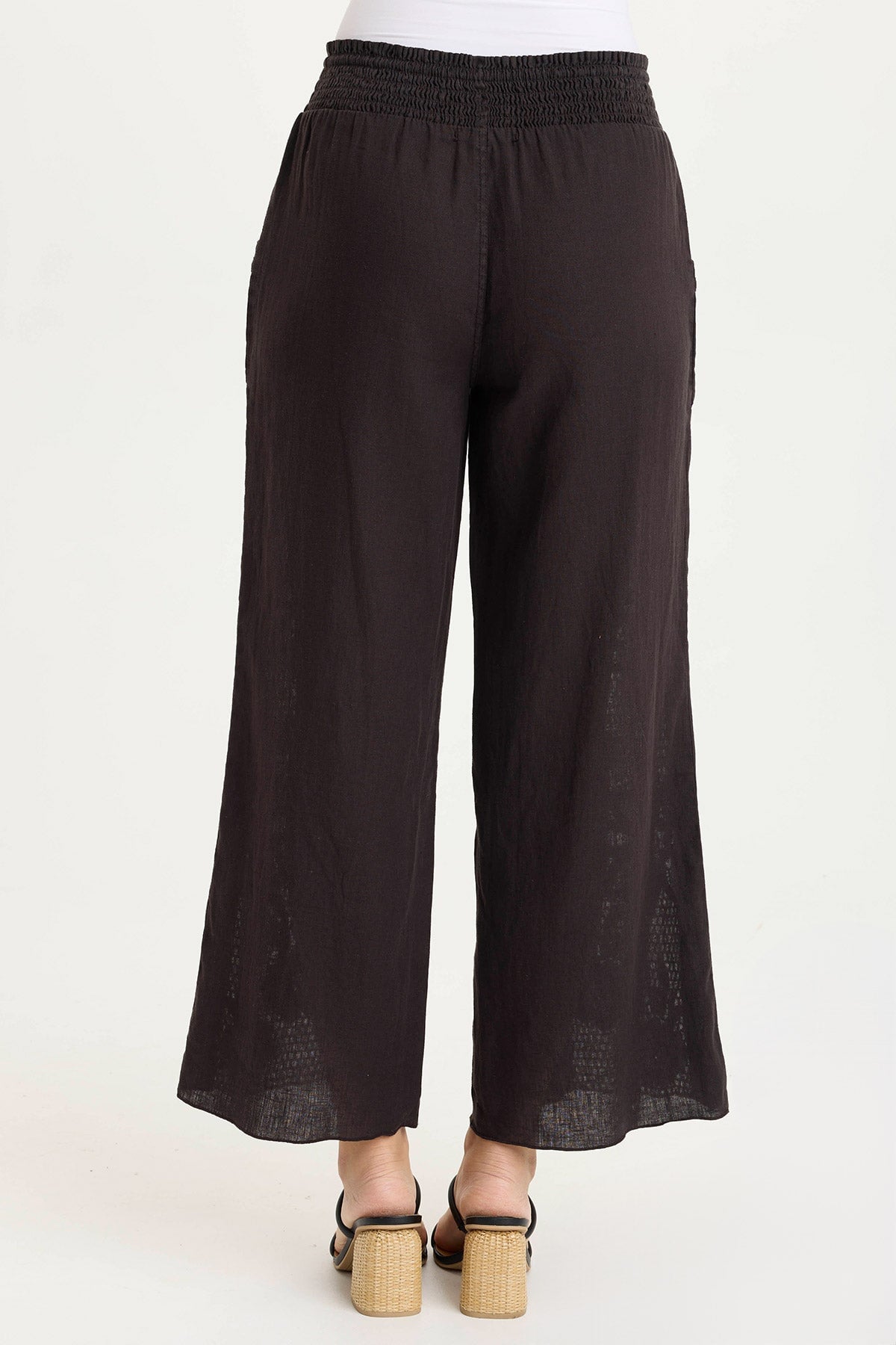 XCVI Rokel Linen/Crochet Ruched Wide Leg Pant