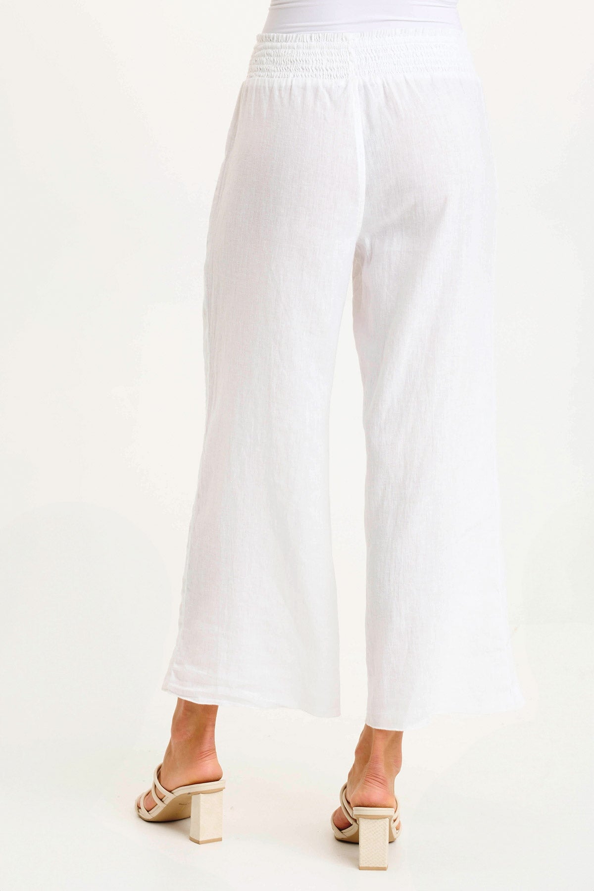 XCVI Rokel Linen/Crochet Ruched Wide Leg Pant