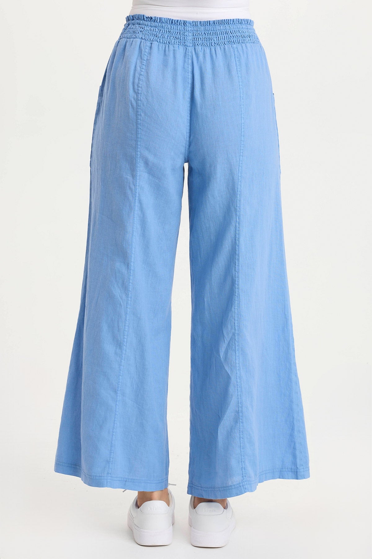XCVI Pia Paper-Bag Waist Linen Wide Leg Pant