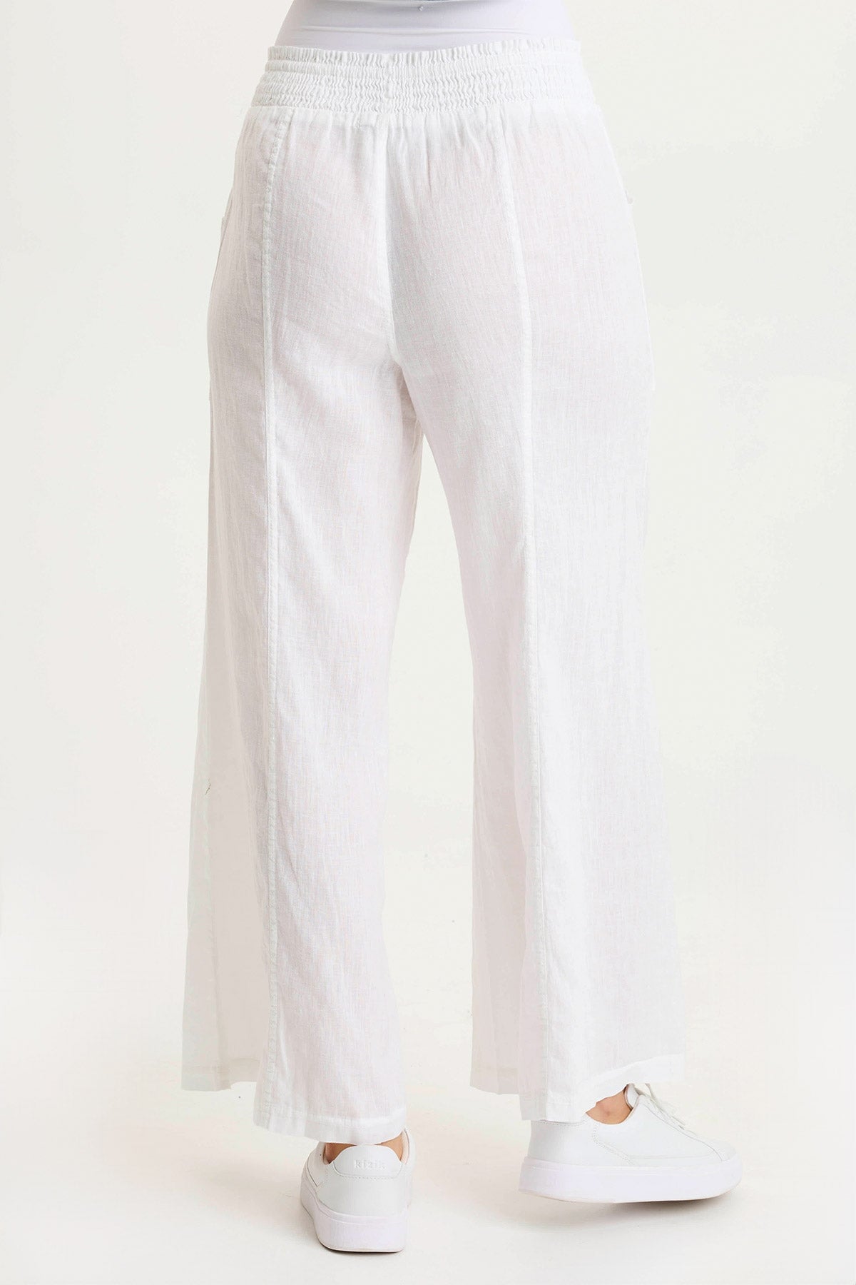 XCVI Pia Paper-Bag Waist Linen Wide Leg Pant