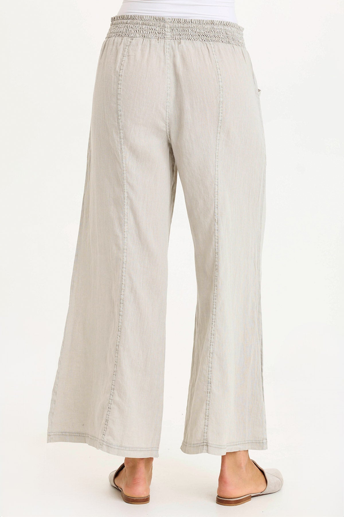 XCVI Pia Paper-Bag Waist Linen Wide Leg Pant