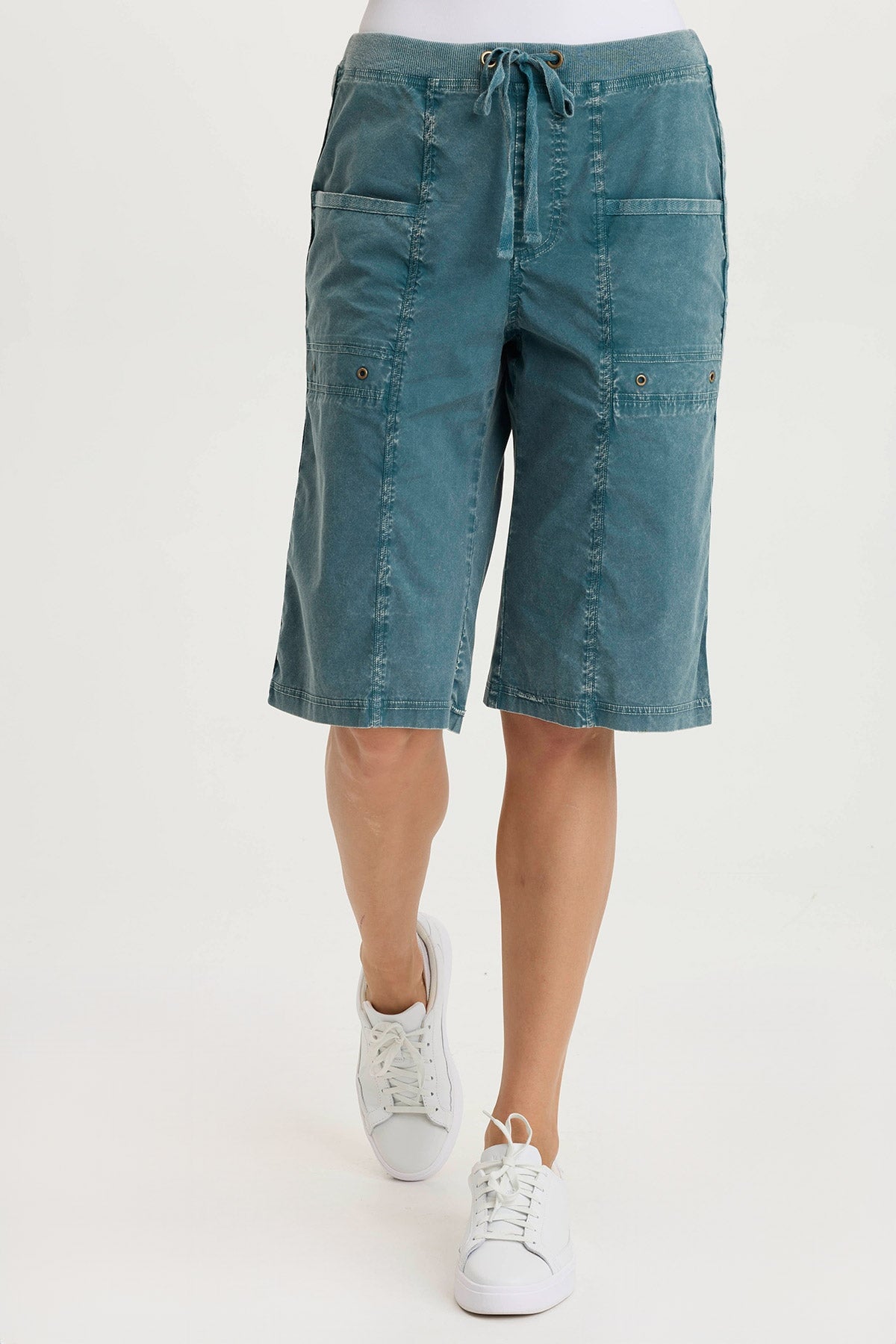 XCVI Preto Poplin Wide-Leg Bermuda Short