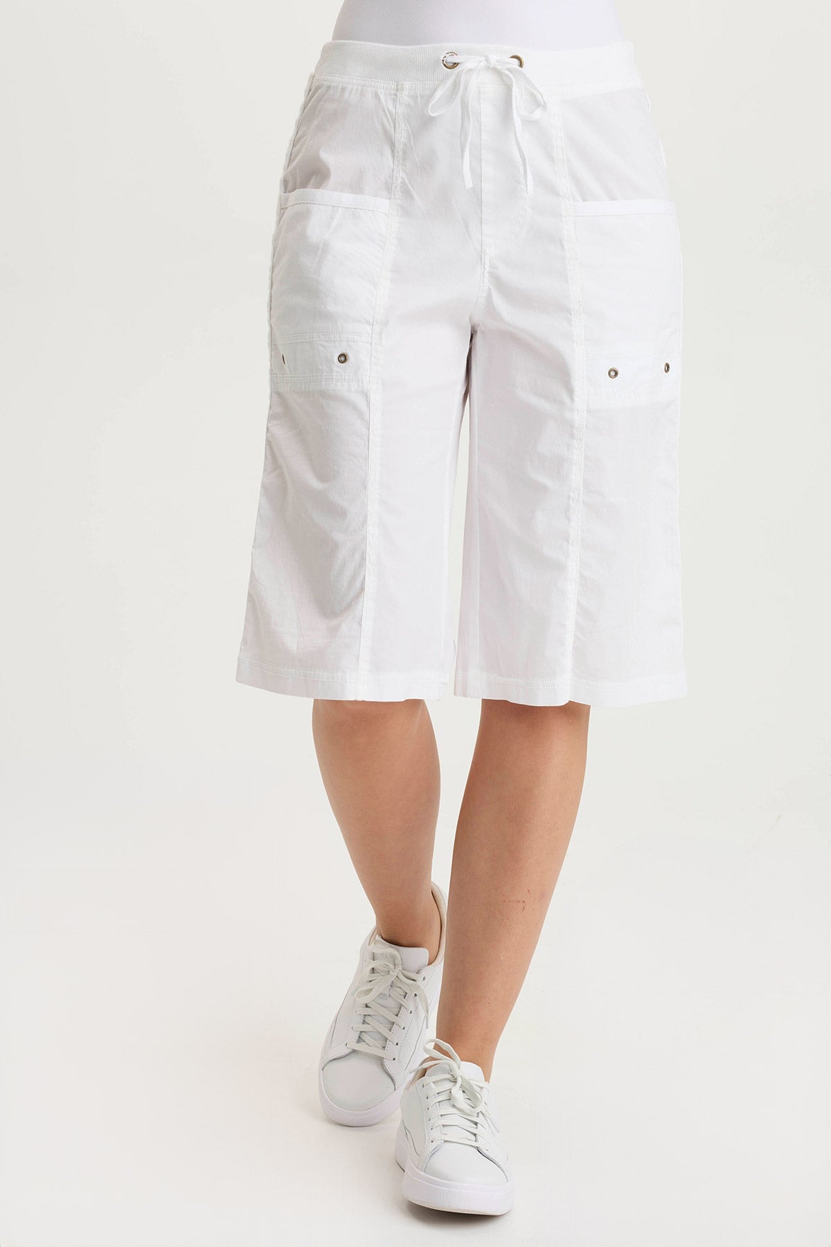 XCVI Preto Poplin Wide-Leg Bermuda Short