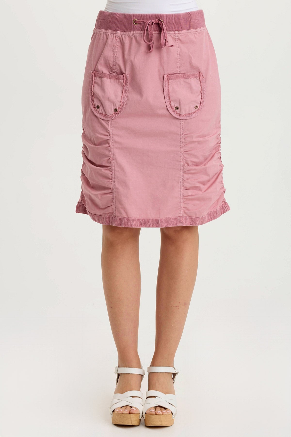 XCVI Tozie Poplin Ruched Panel Drawstring Mini Skirt