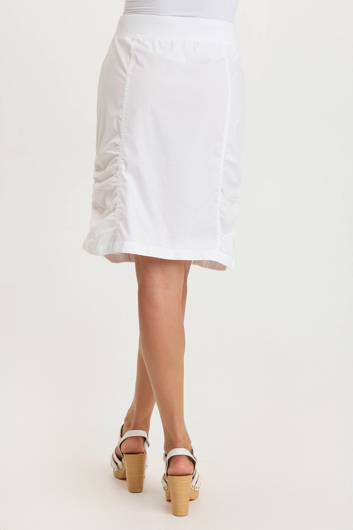 XCVI Tozie Poplin Ruched Panel Drawstring Mini Skirt