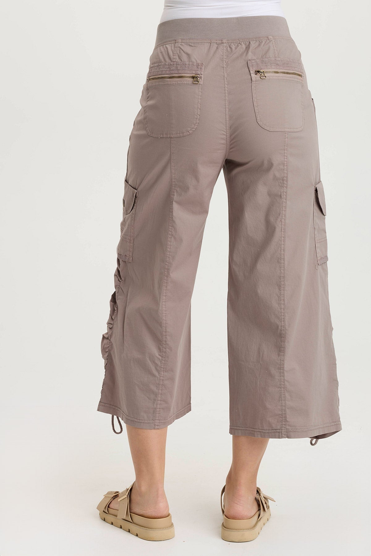 XCVI Muldoon Poplin Ruched Wide-Leg Crop Pant