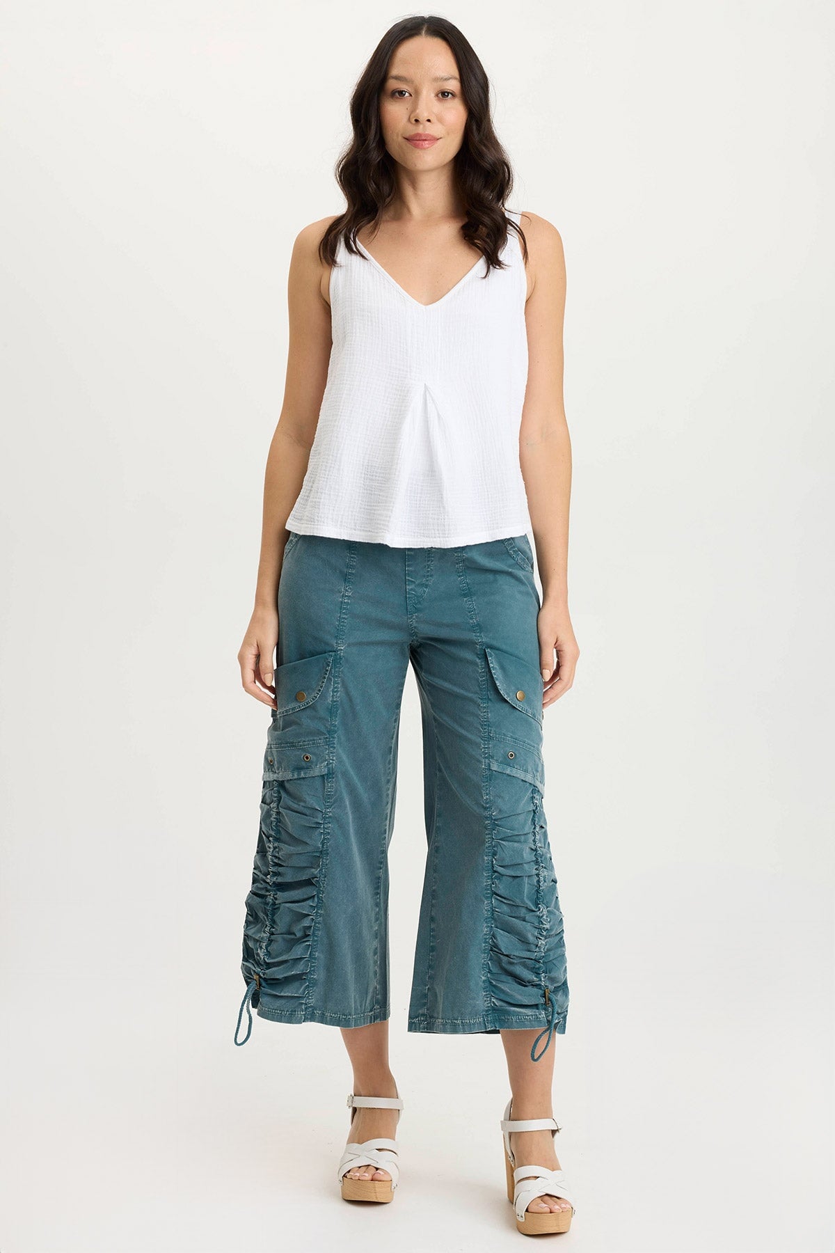 XCVI Hedley Gauze/Jersey Box Pleat Tank