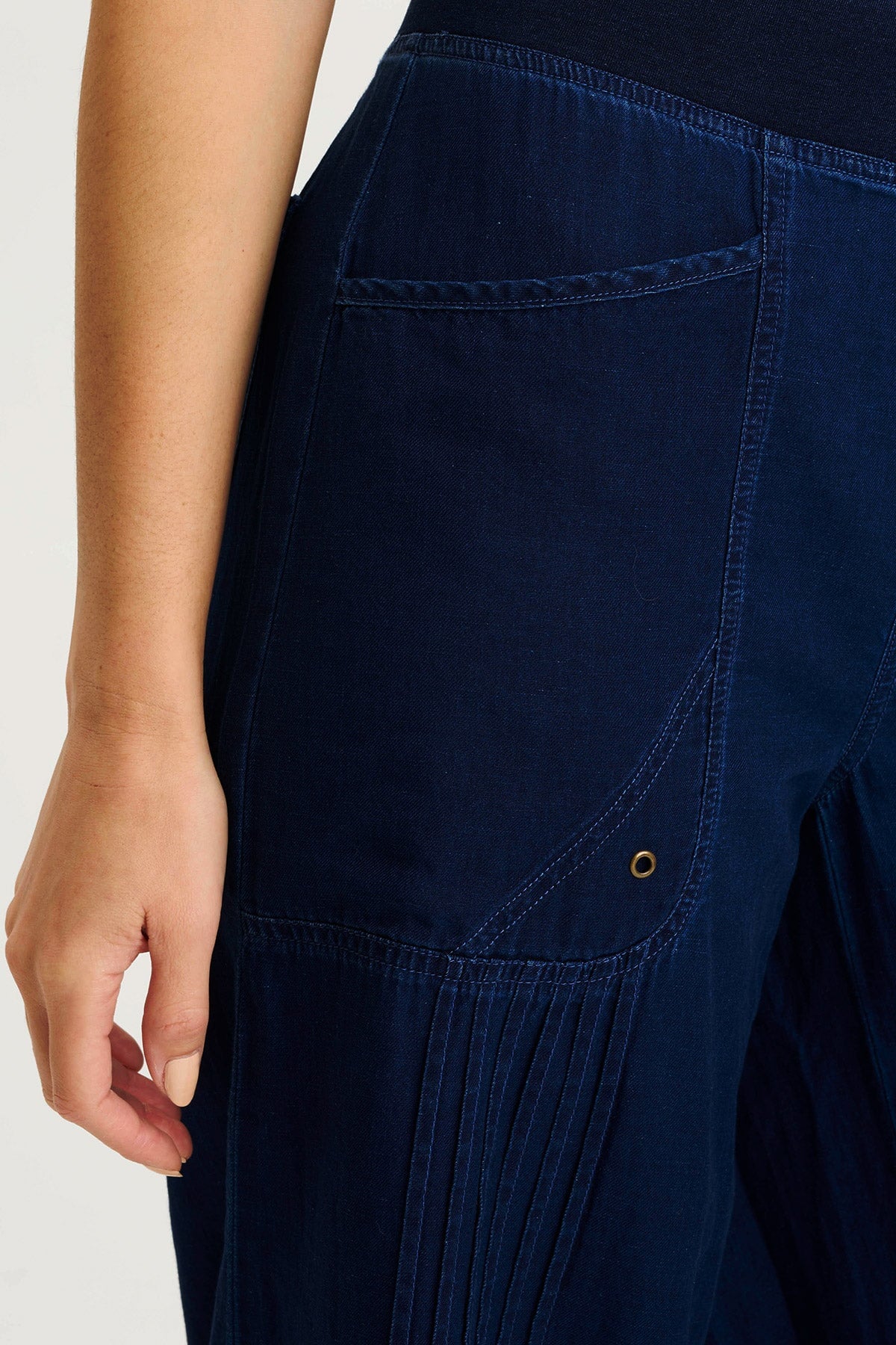 XCVI Ralston Indigo Twill Lightweight Pleated Wide Leg Pant