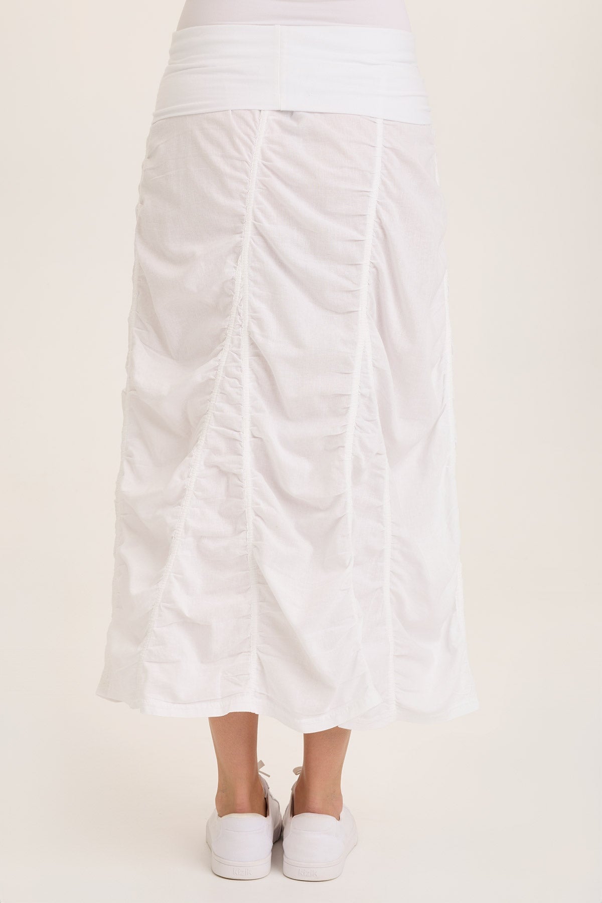 Wearables Linen Shirred Asymmetric Midi Skirt