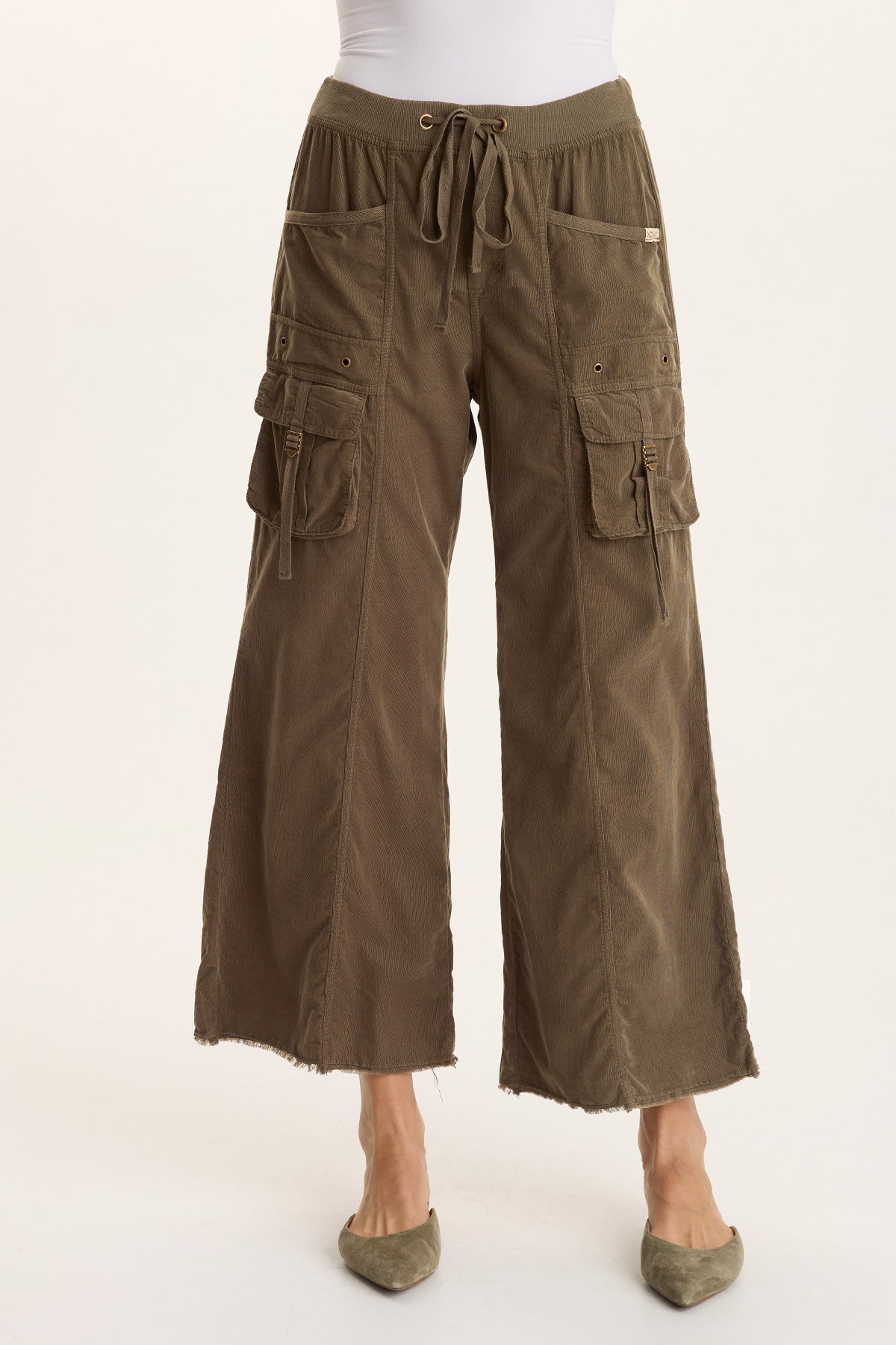 XCVI Heta Corduroy Wide-Leg Drawstring Cargo Pant