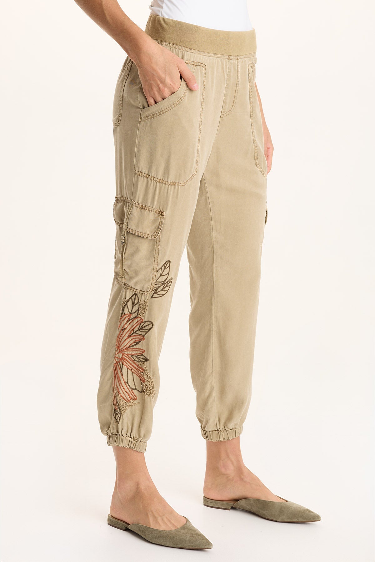XCVI Darri Embroidered Pull-on Soft Twill Jogger