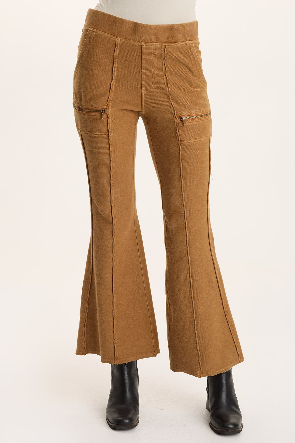 XCVI Ninian Twill Knit Zipper Pocket Flared Pant