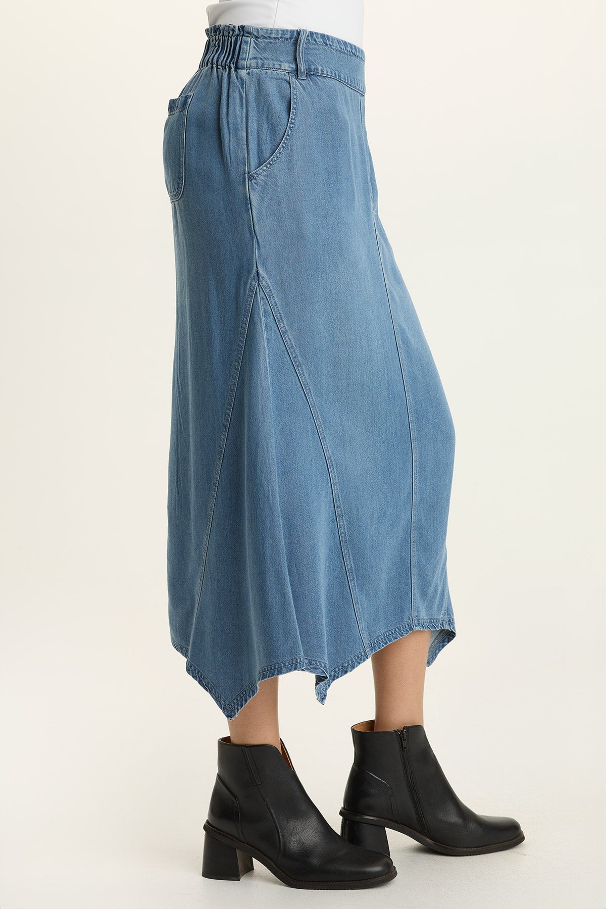 Wearables Kyrie Sharkbite Denim Midi Skirt