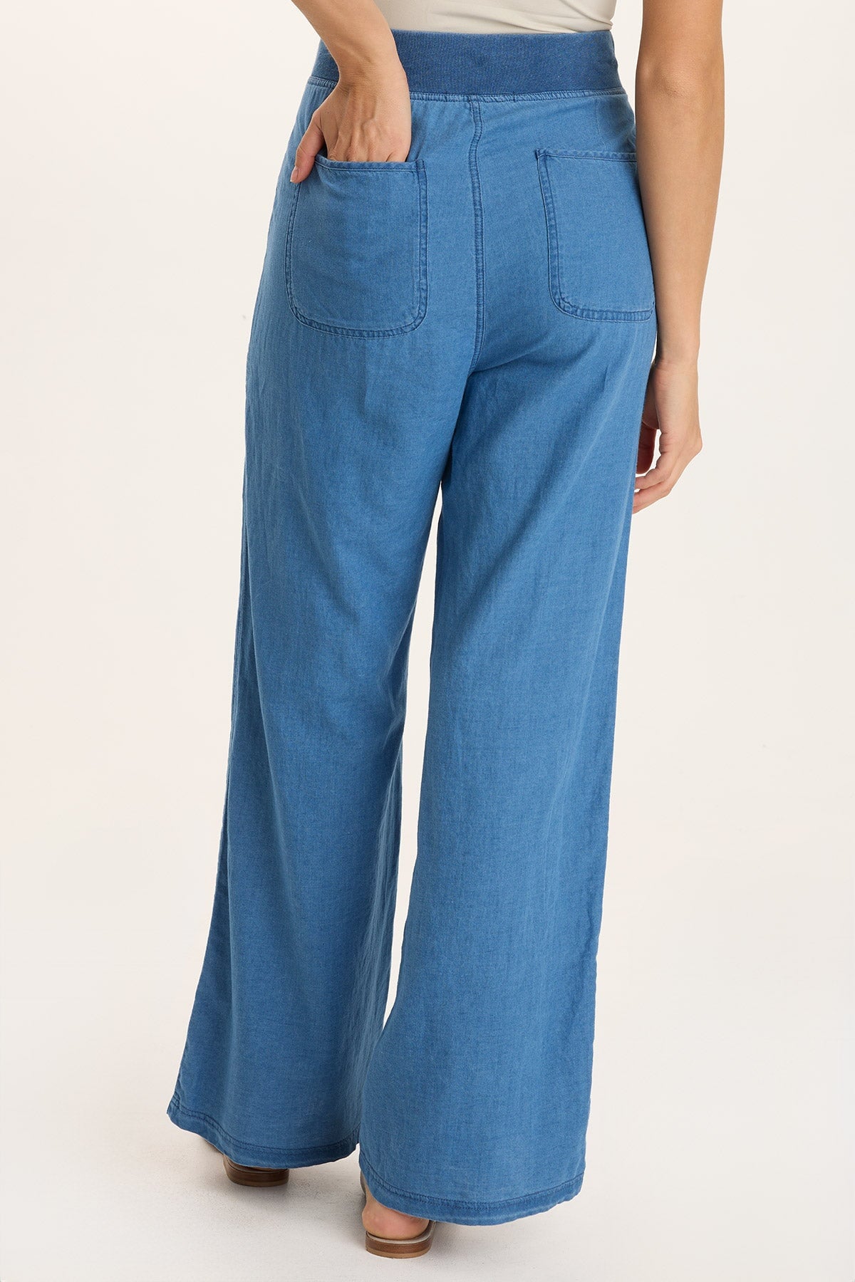 XCVI Arvid Mock Denim Pull-On Wide Leg Pant