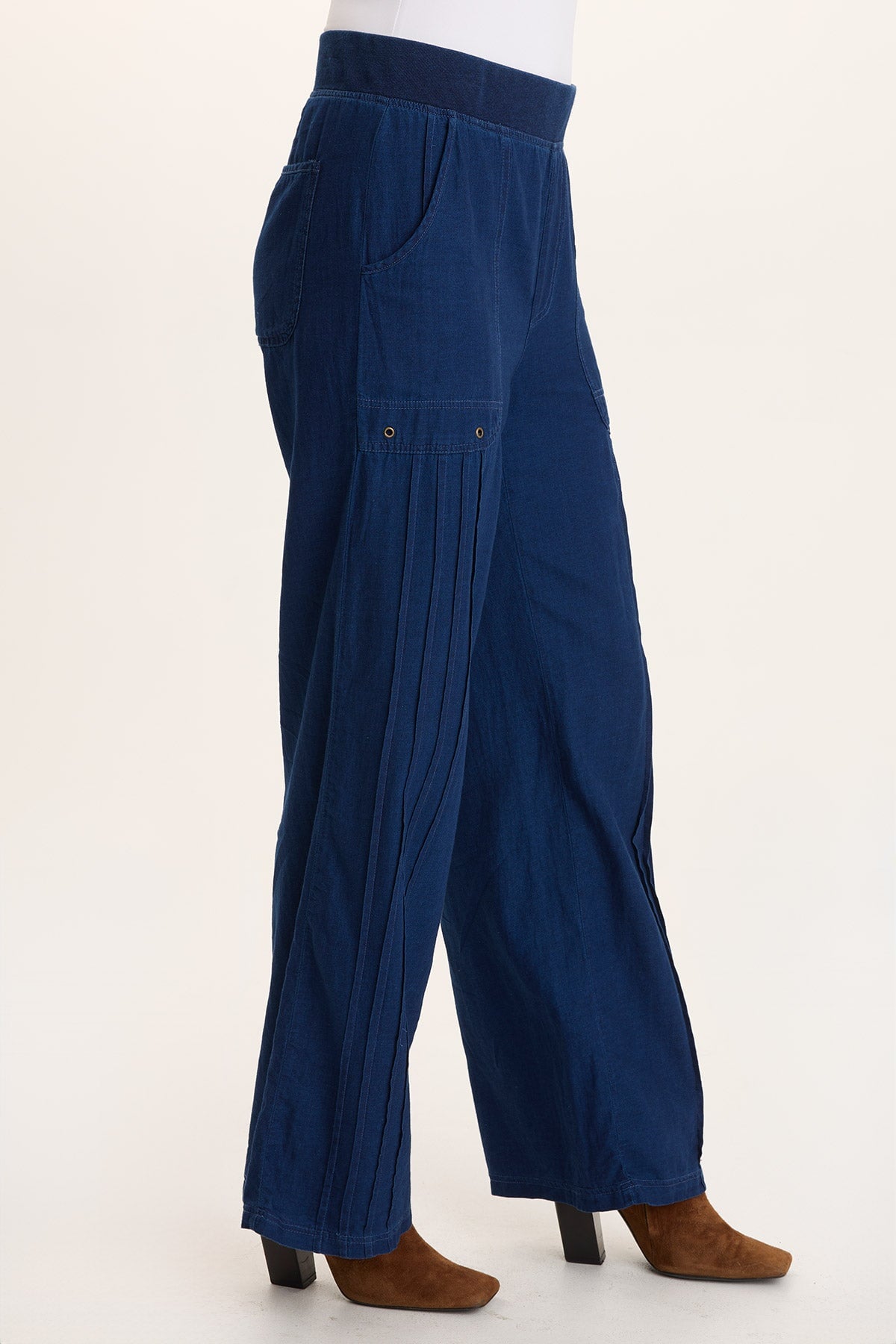 XCVI Arvid Mock Denim Pull-On Wide Leg Pant