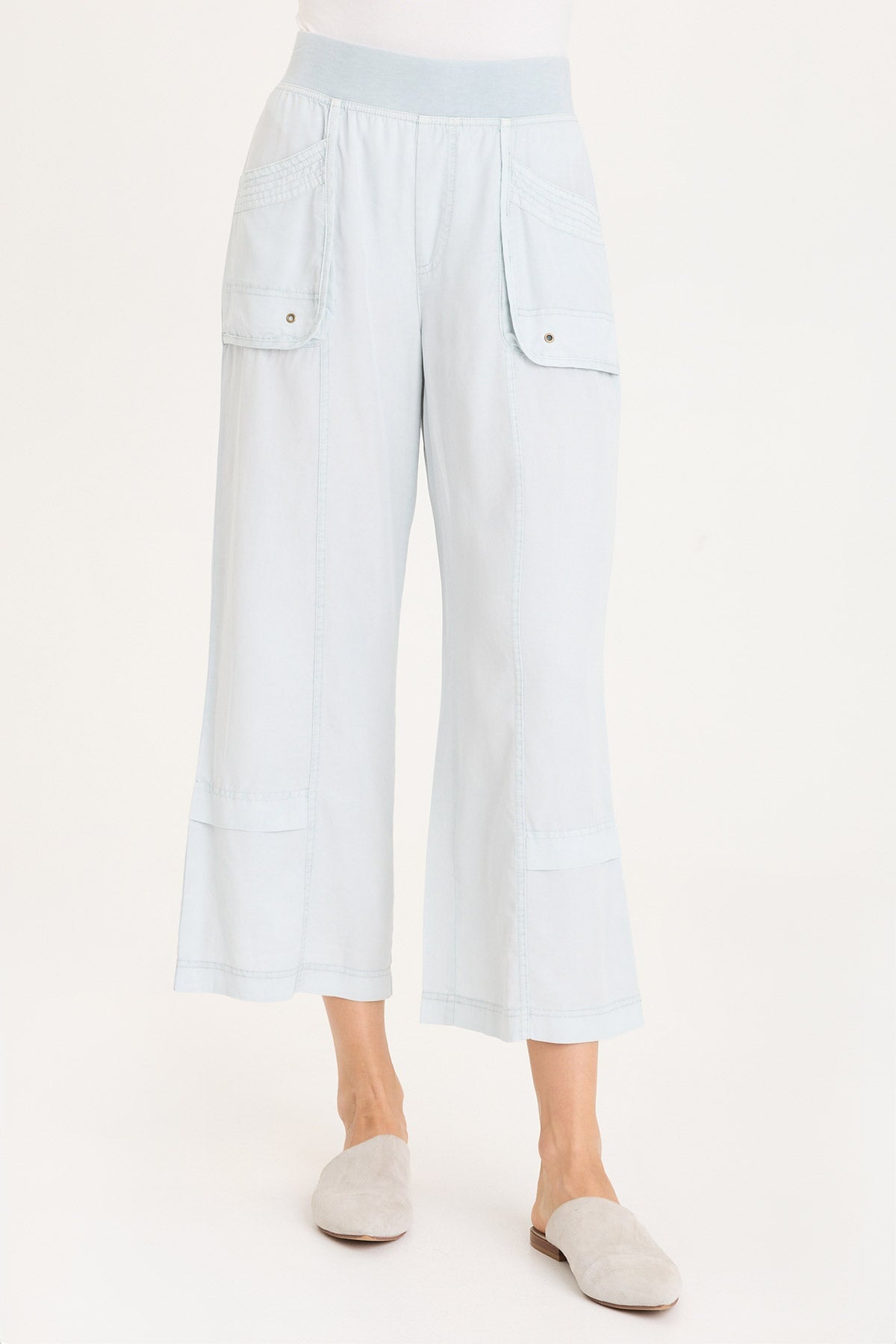 XCVI Mallis Oversized Pockets and Leg Stitching Detail Twill