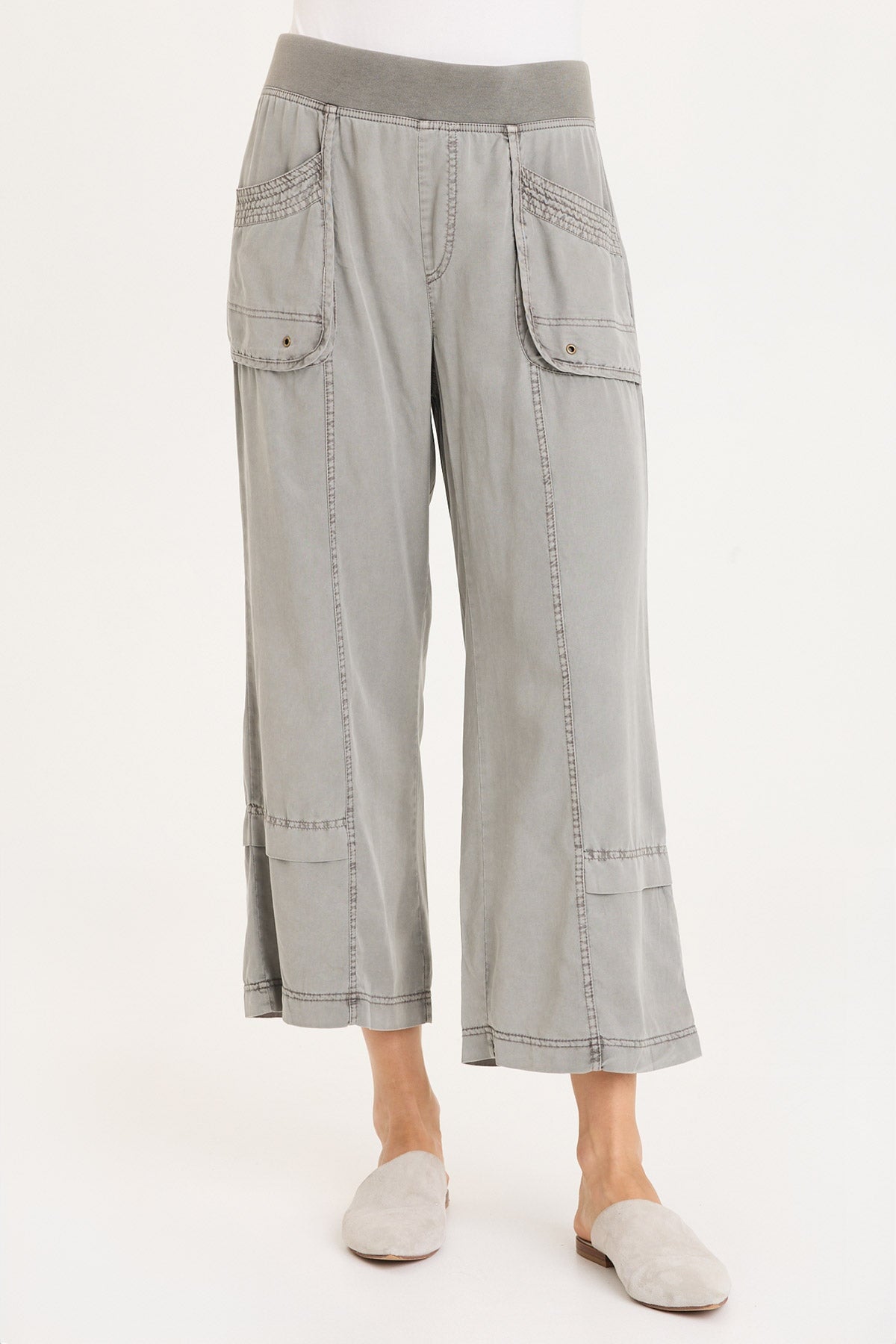 XCVI Mallis Oversized Pockets and Leg Stitching Detail Twill