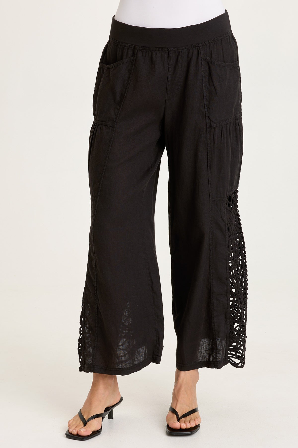 XCVI Astro Linen/Crochet Pull-On Pant
