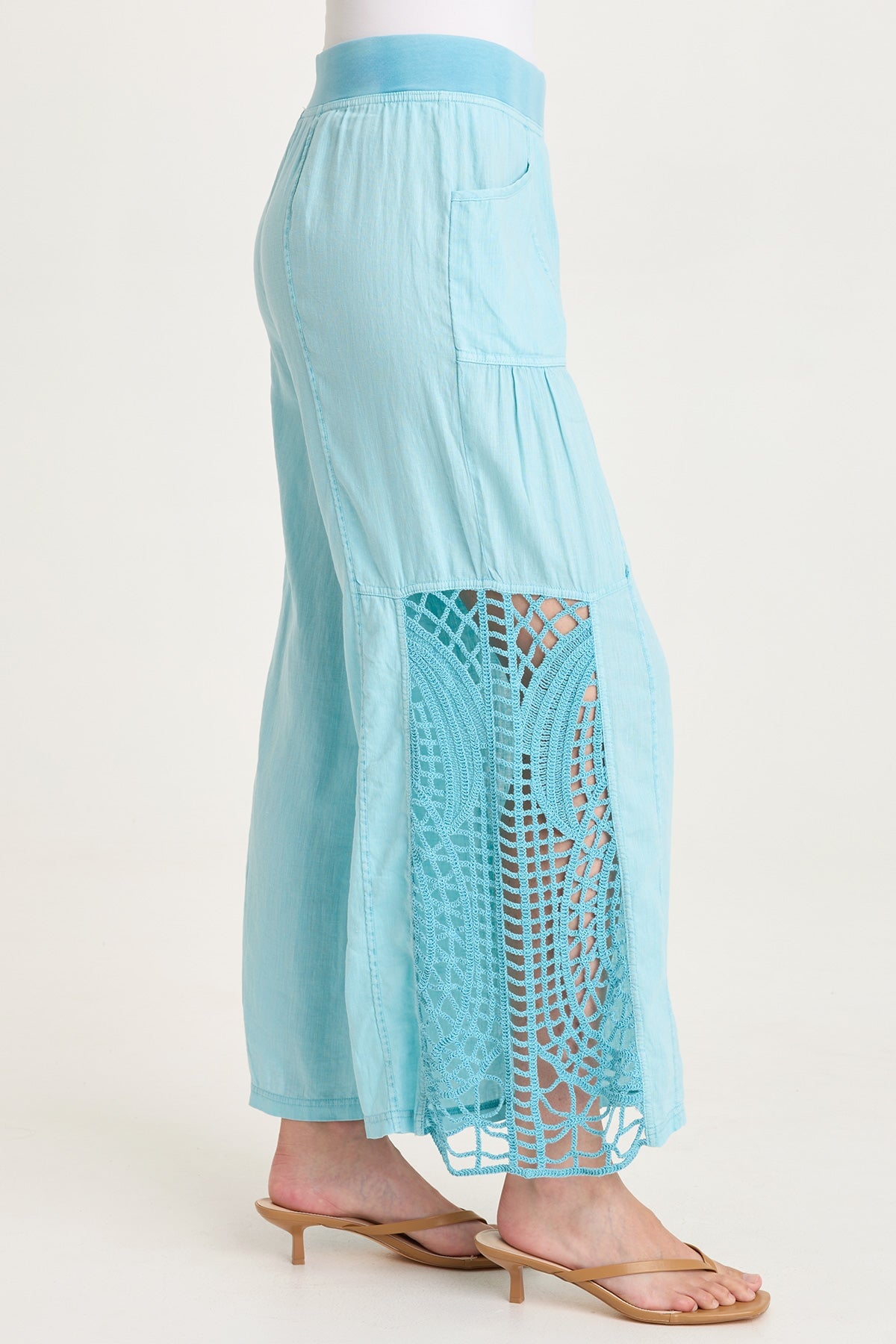 XCVI Astro Linen/Crochet Pull-On Pant