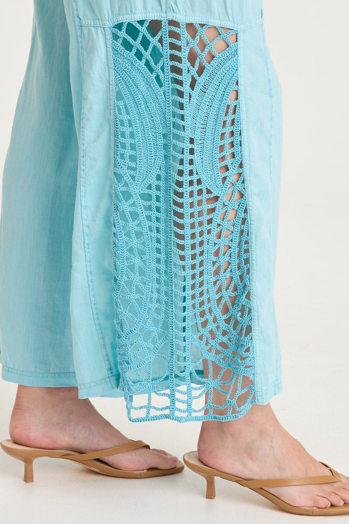 XCVI Astro Linen/Crochet Pull-On Pant