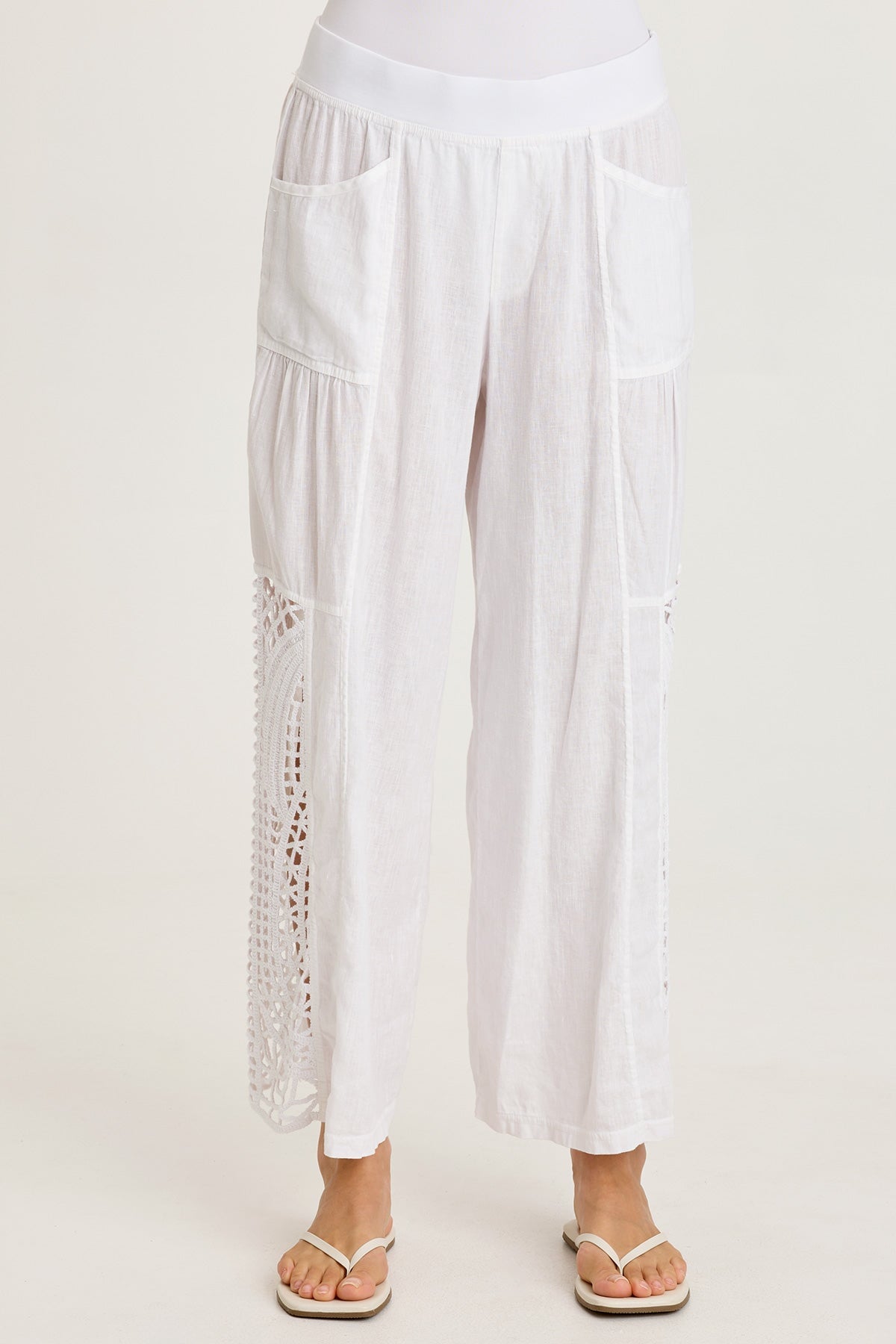 XCVI Astro Linen Pant with Crochet Side Detail