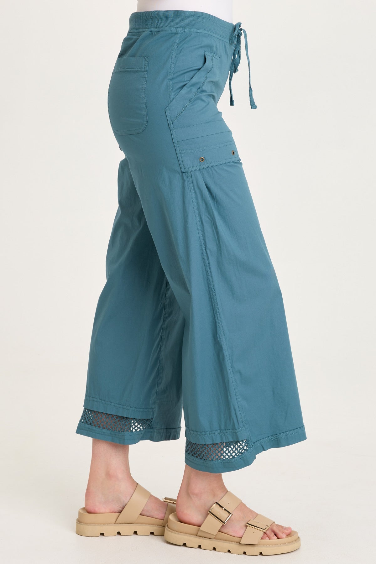 XCVI Roel Poplin/Mesh Gaucho Crop
