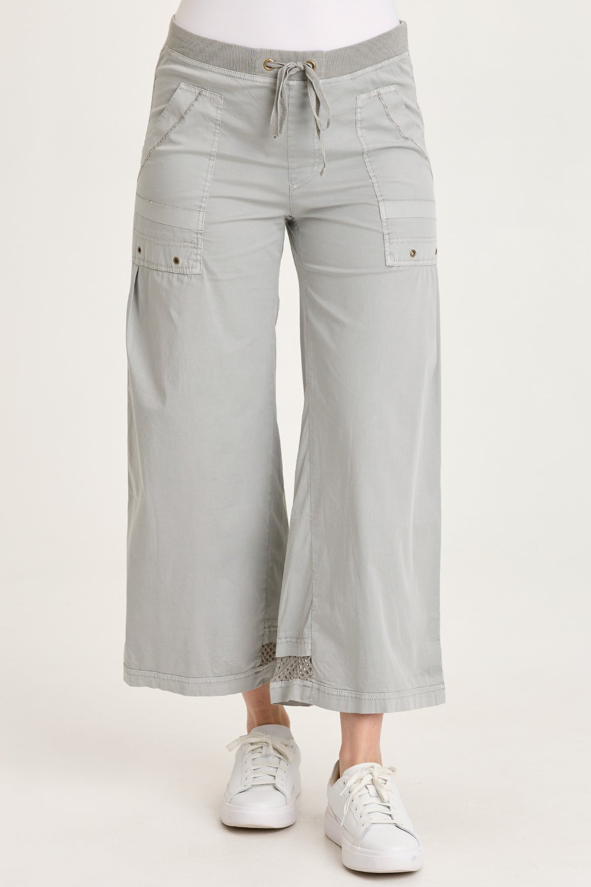 XCVI Roel Poplin/Mesh Gaucho Crop