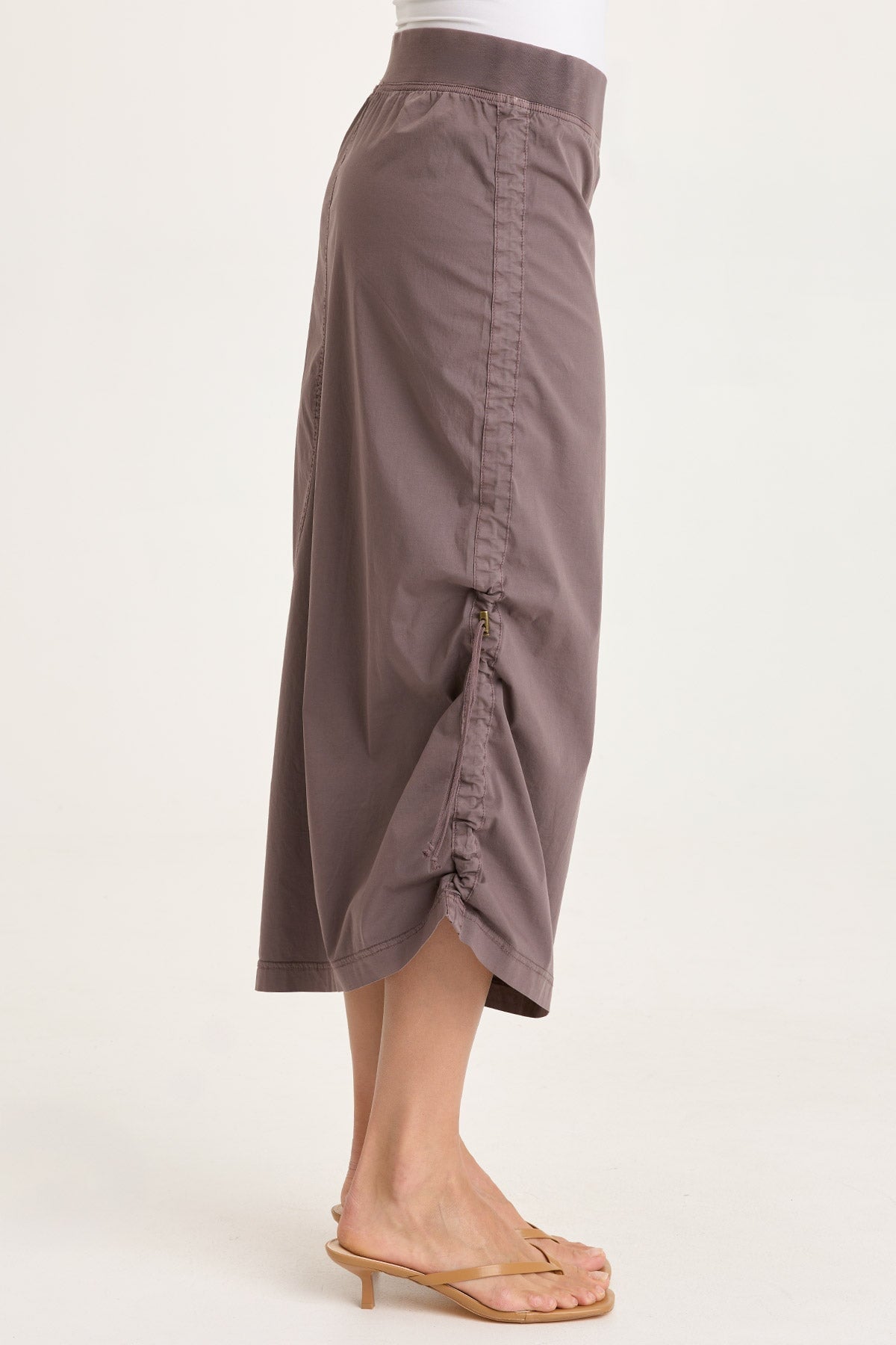 XCVI Bindi Poplin Side-Cinch Midi Skirt