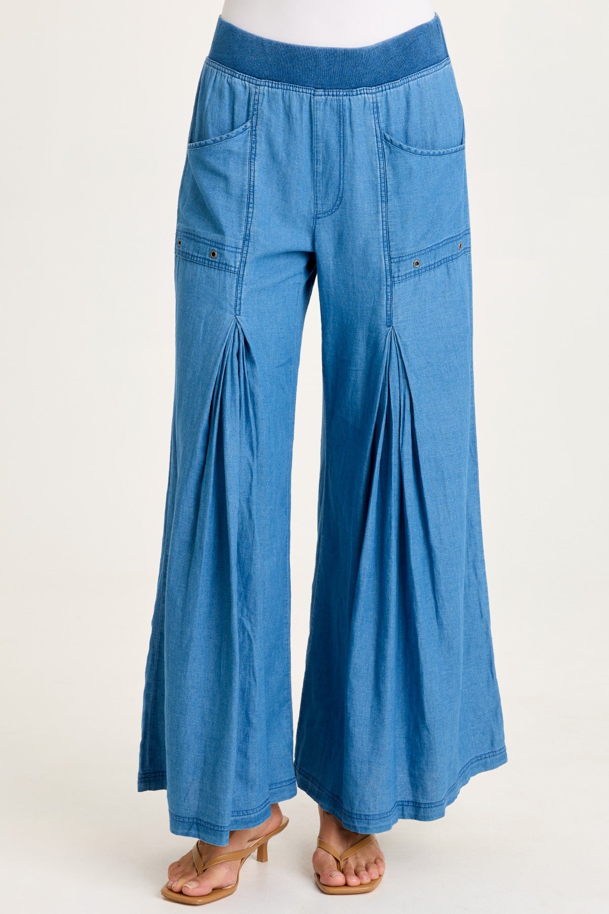 XCVI Jerona Indigo Pleated Wide Leg Pant