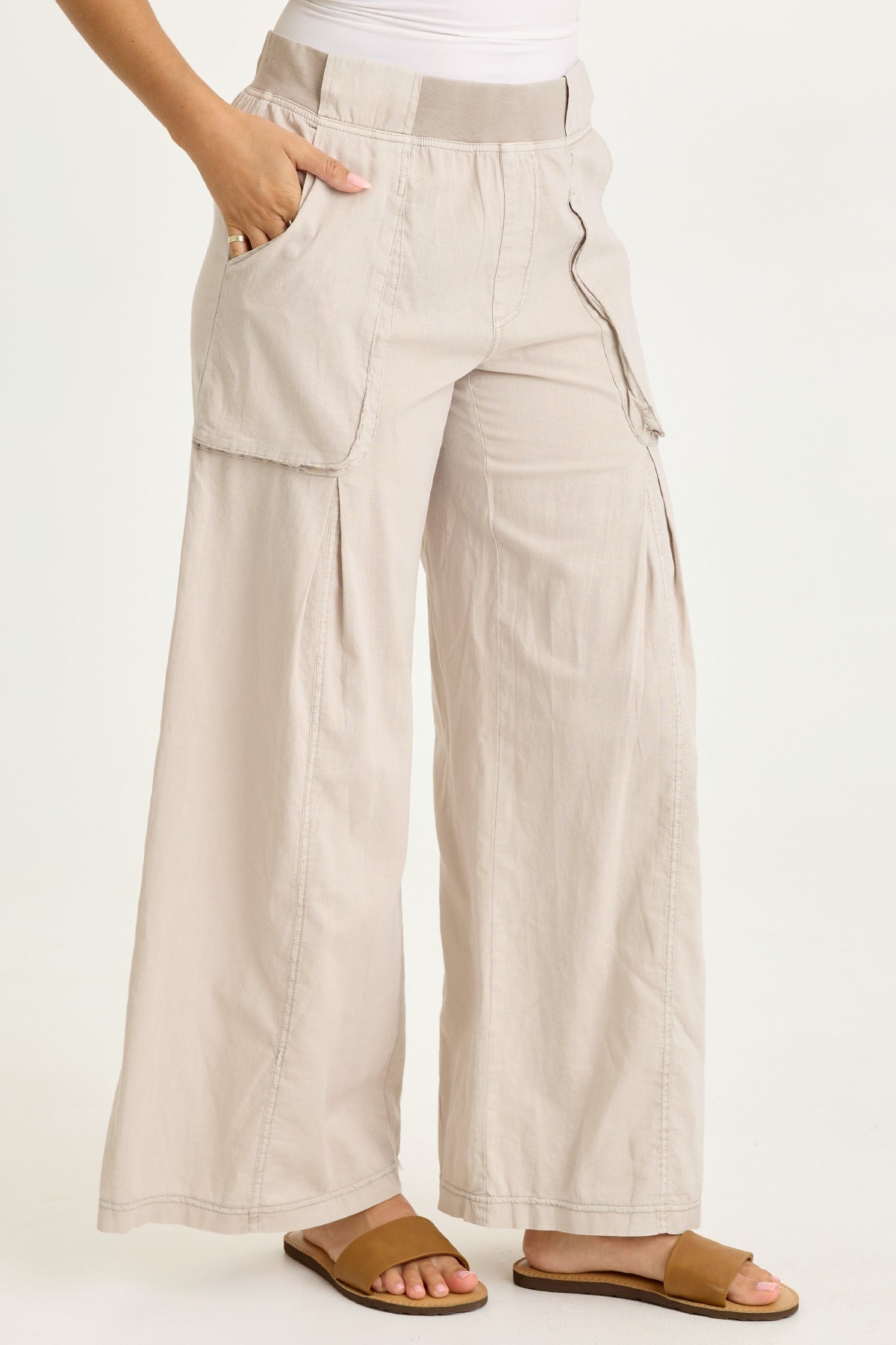 Wearables Charli Linen Inverted Box Pleat Pants
