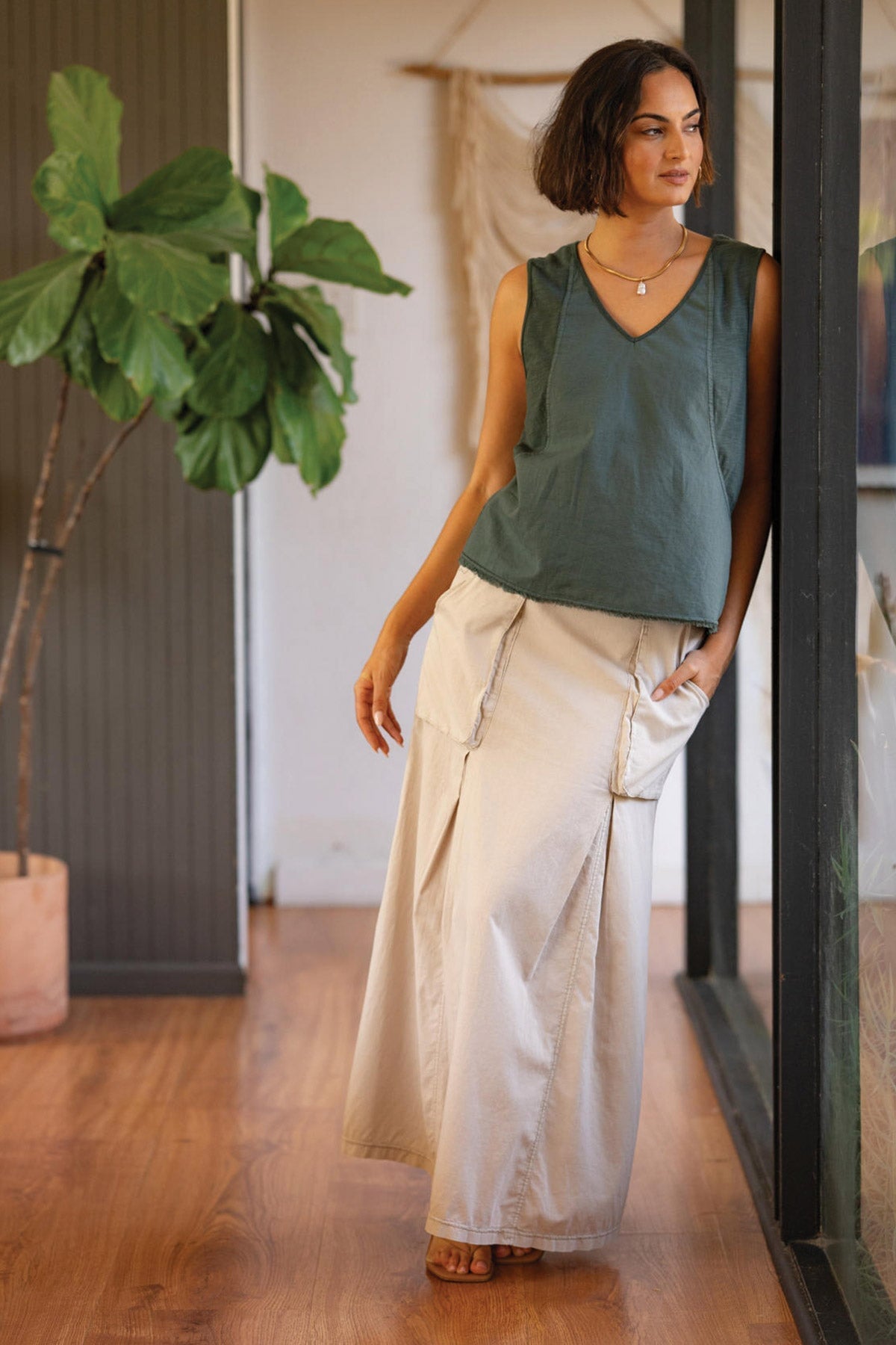 Wearables Emerie Linen Inverted Box Pleat Skirt