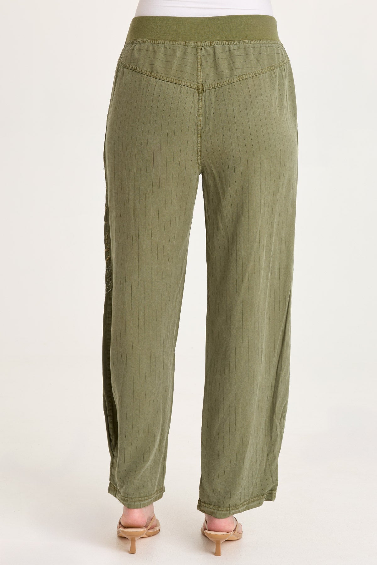 XCVI Carell Embroidered Pinstripe Pleated Leg Pant
