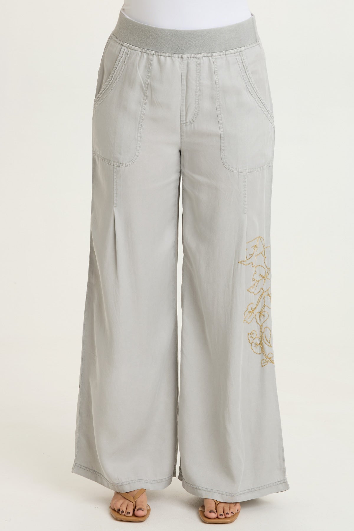 XCVI Embroidered Dacia Twill Pleated Pant