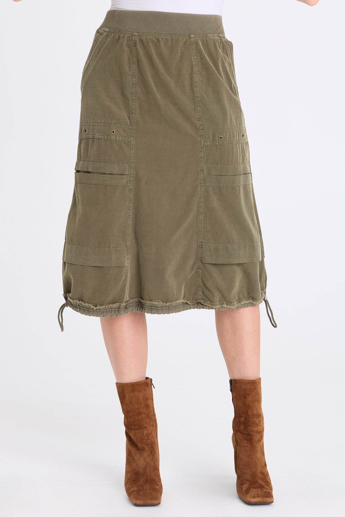 XCVI Reine Corduroy Cinch Hem Skirt
