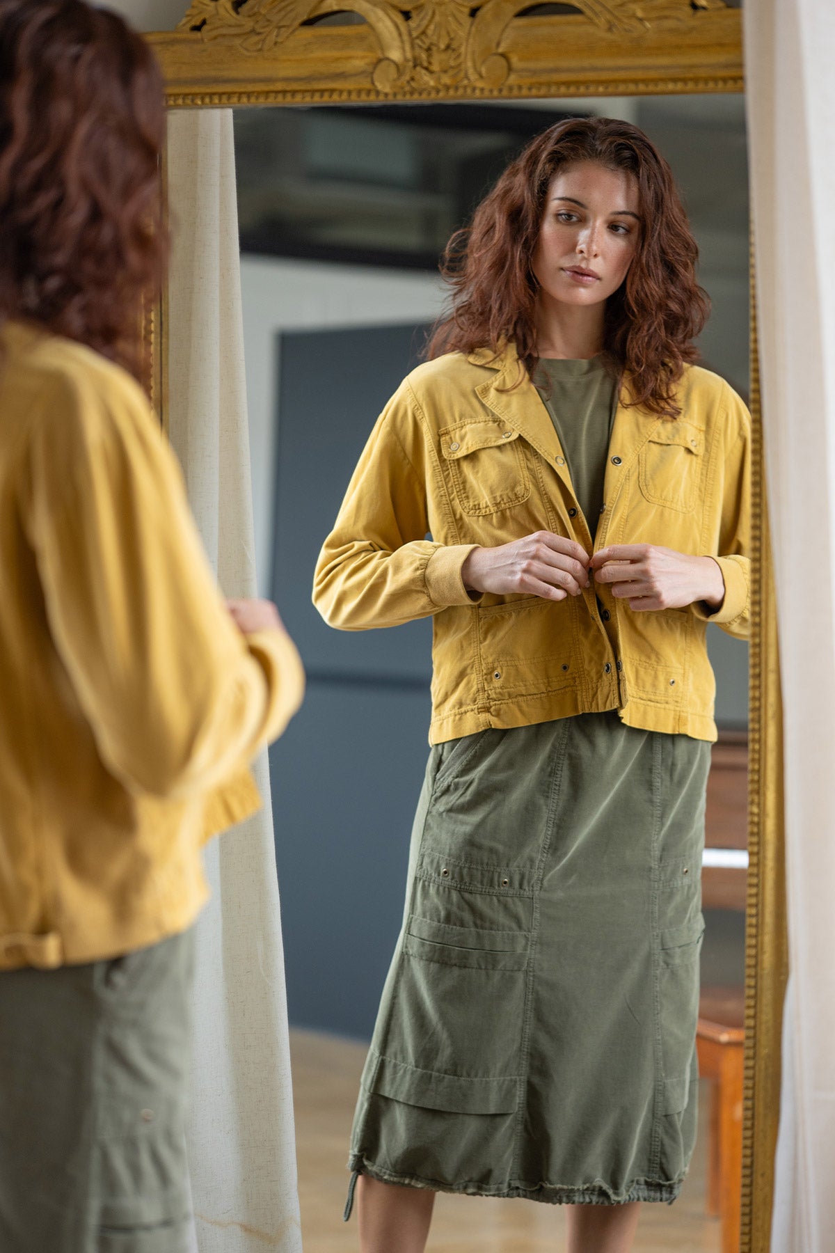 Reine Corduroy Cinch Hem Skirt