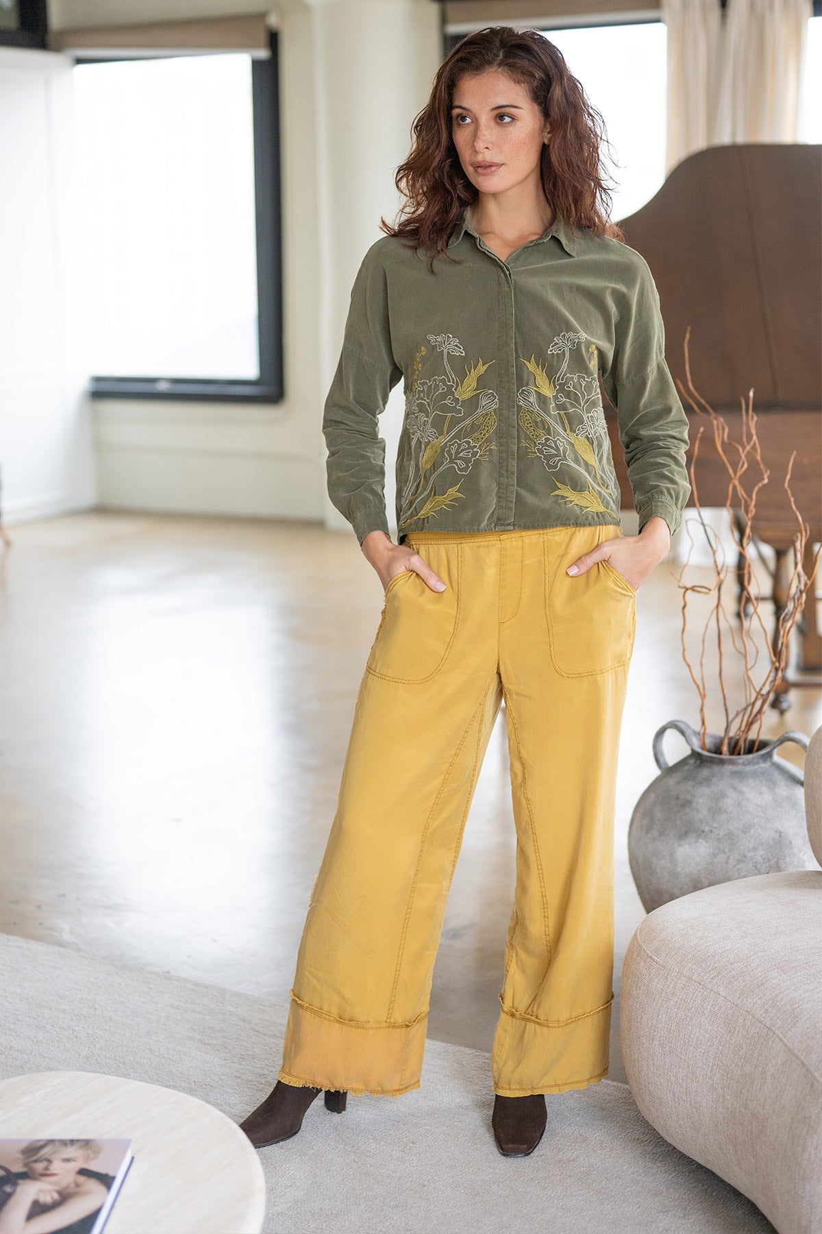 Gamal Soft Twill Wide-Leg Pant