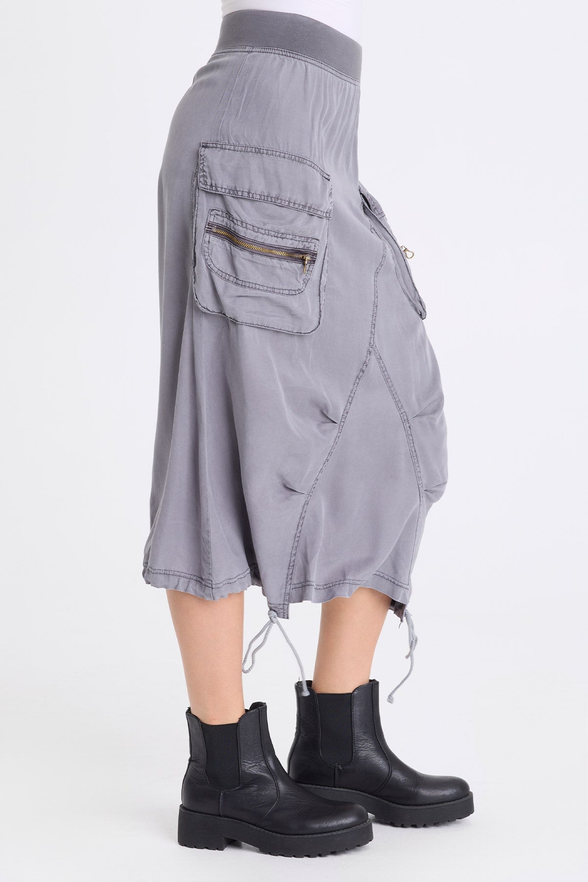 XCVI Cyran Twill Cinch Hem Skirt