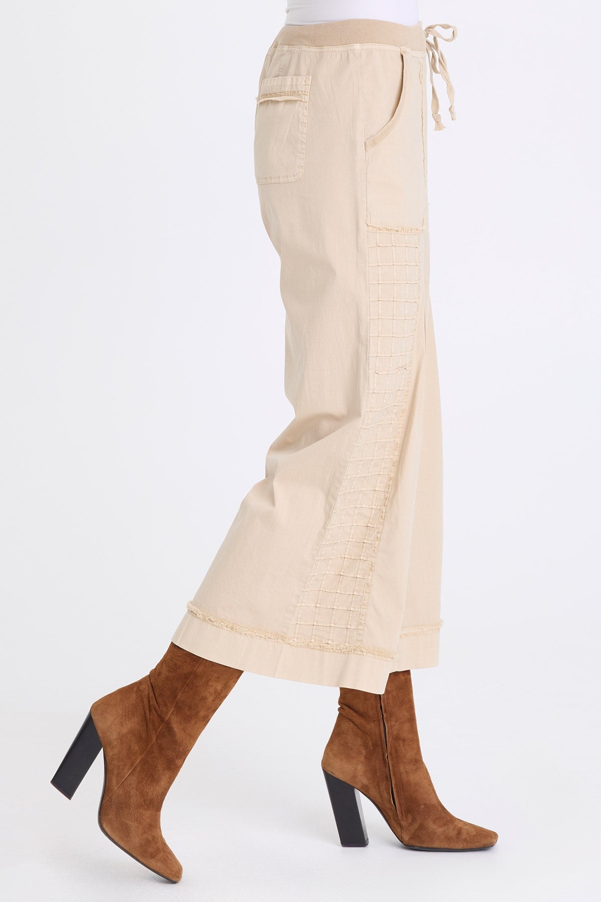XCVI Nicolene Poplin Grid Pintuck Crop