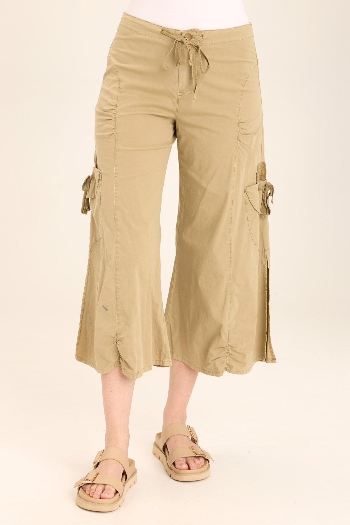 Wearables Split Wide-Leg Cargo Crop Pant