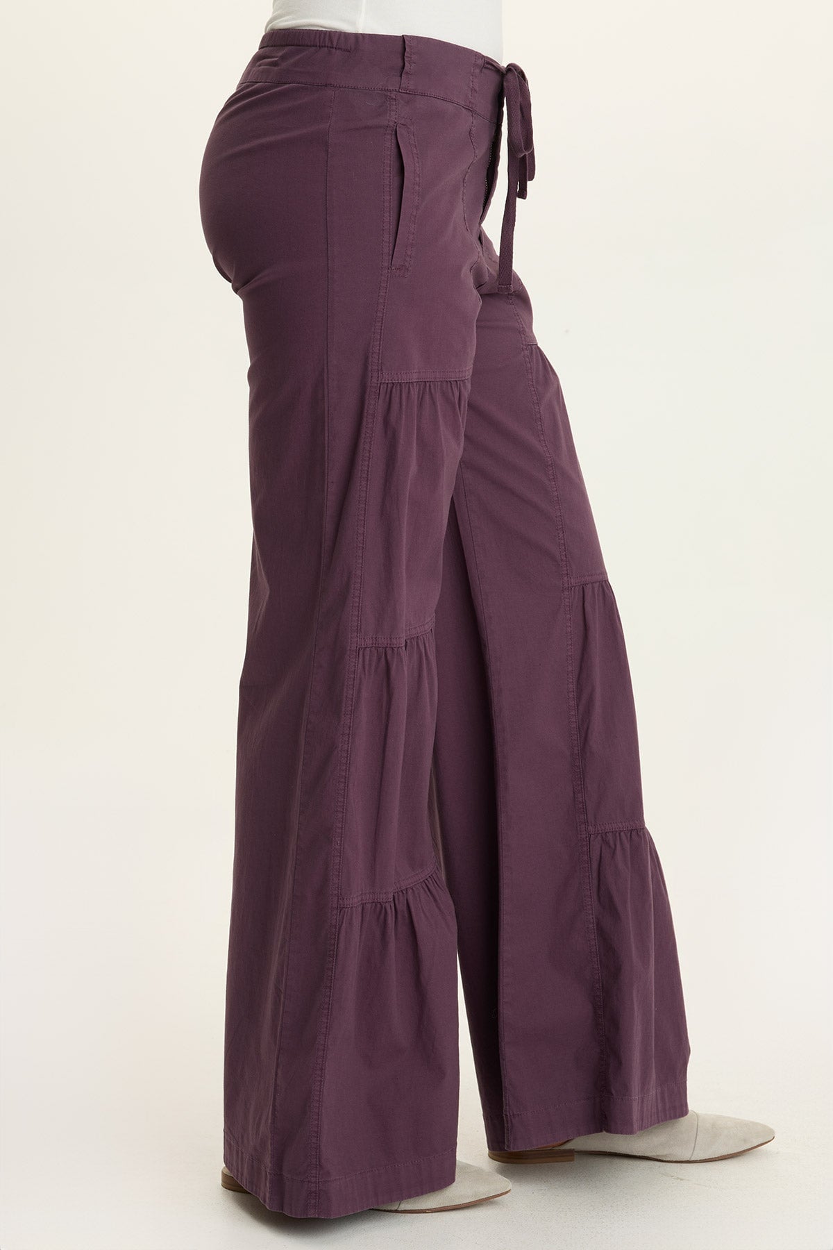 Wearables Tiered Wide Leg Drawstring Flare Ruched Pant