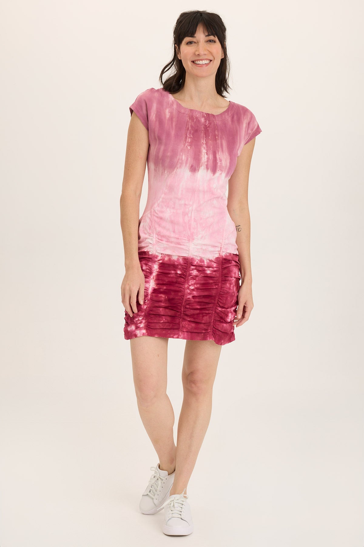 Wearables Aviana Stretch Poplin Ruched Mini Dress