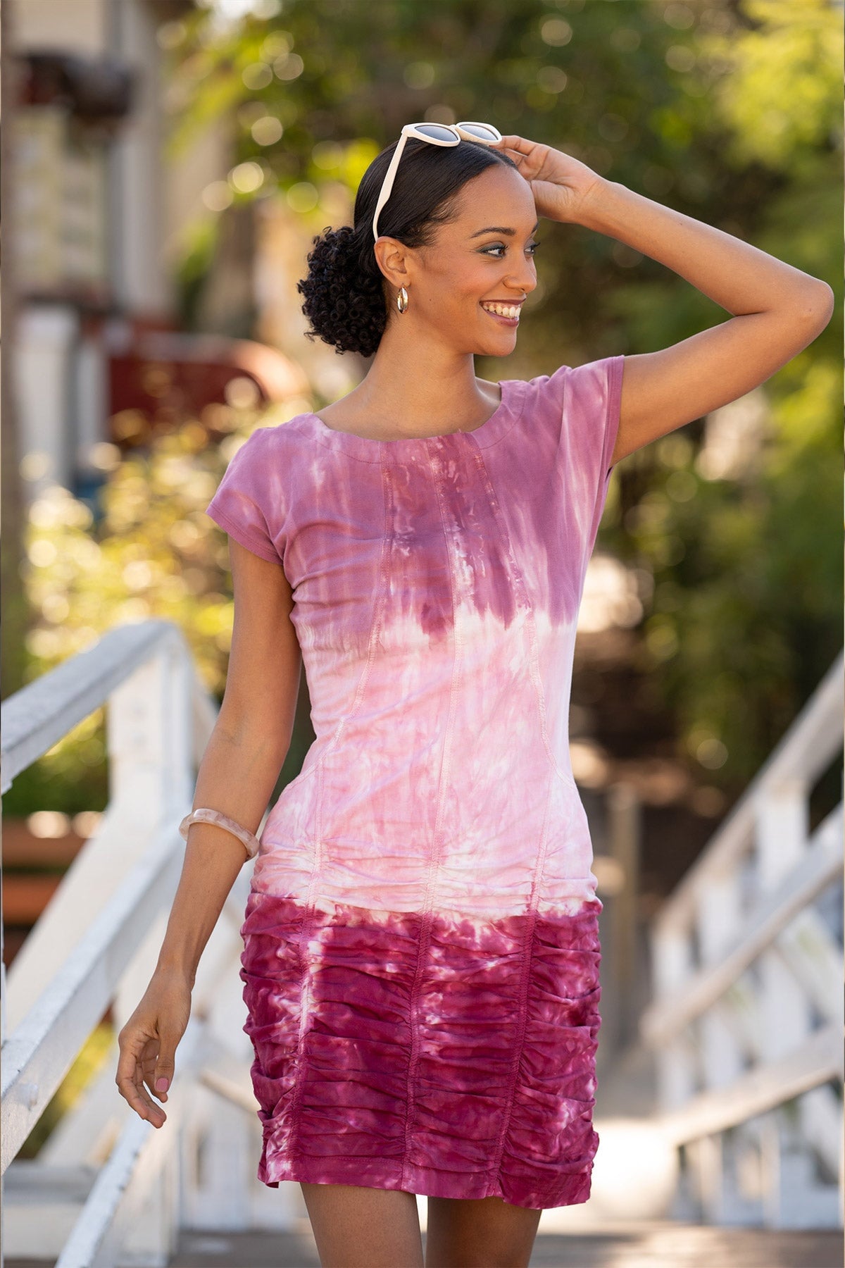 Wearables Aviana Stretch Poplin Ruched Mini Dress