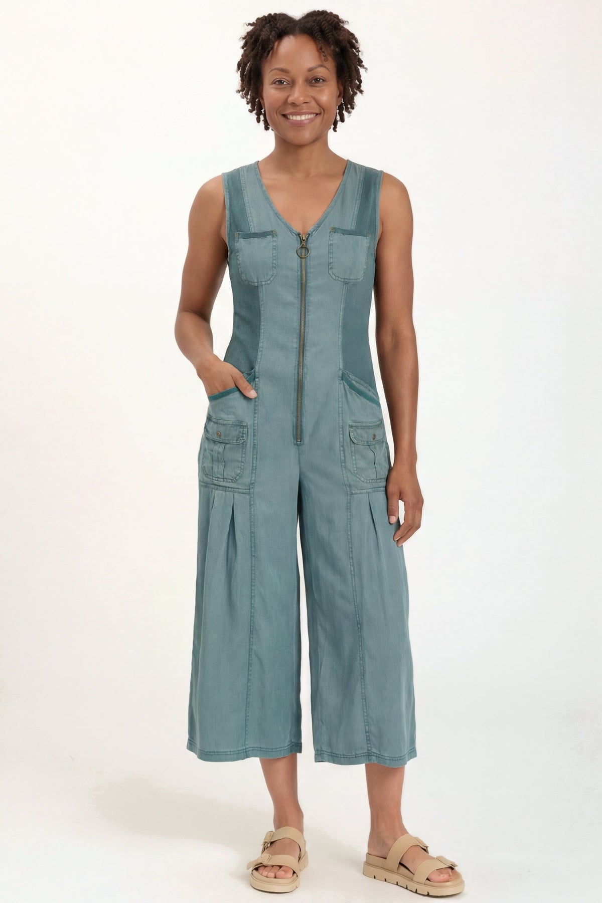 XCVI Soft Twill Macgowan Wide Leg Cargo Jumpsuit