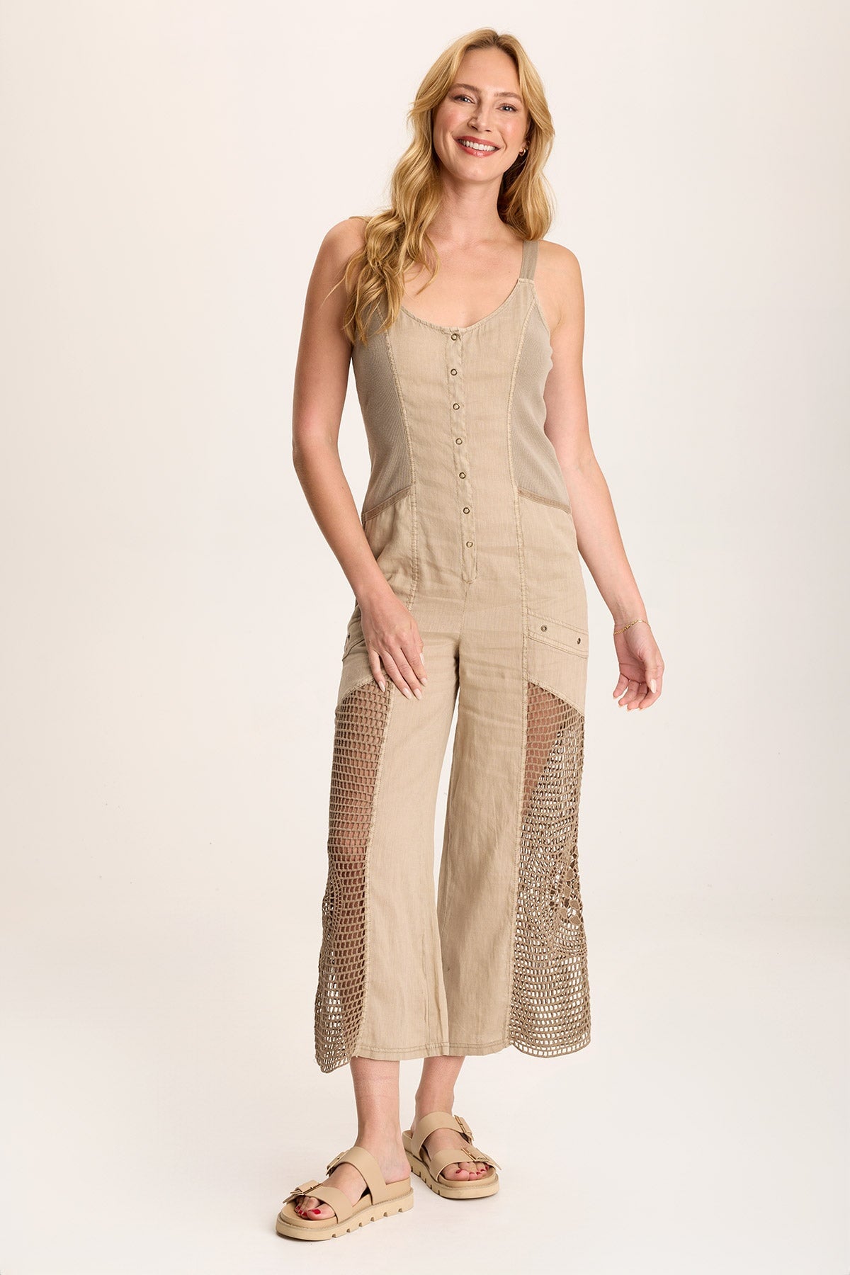 XCVI Anamita Linen/Crochet Jumpsuit