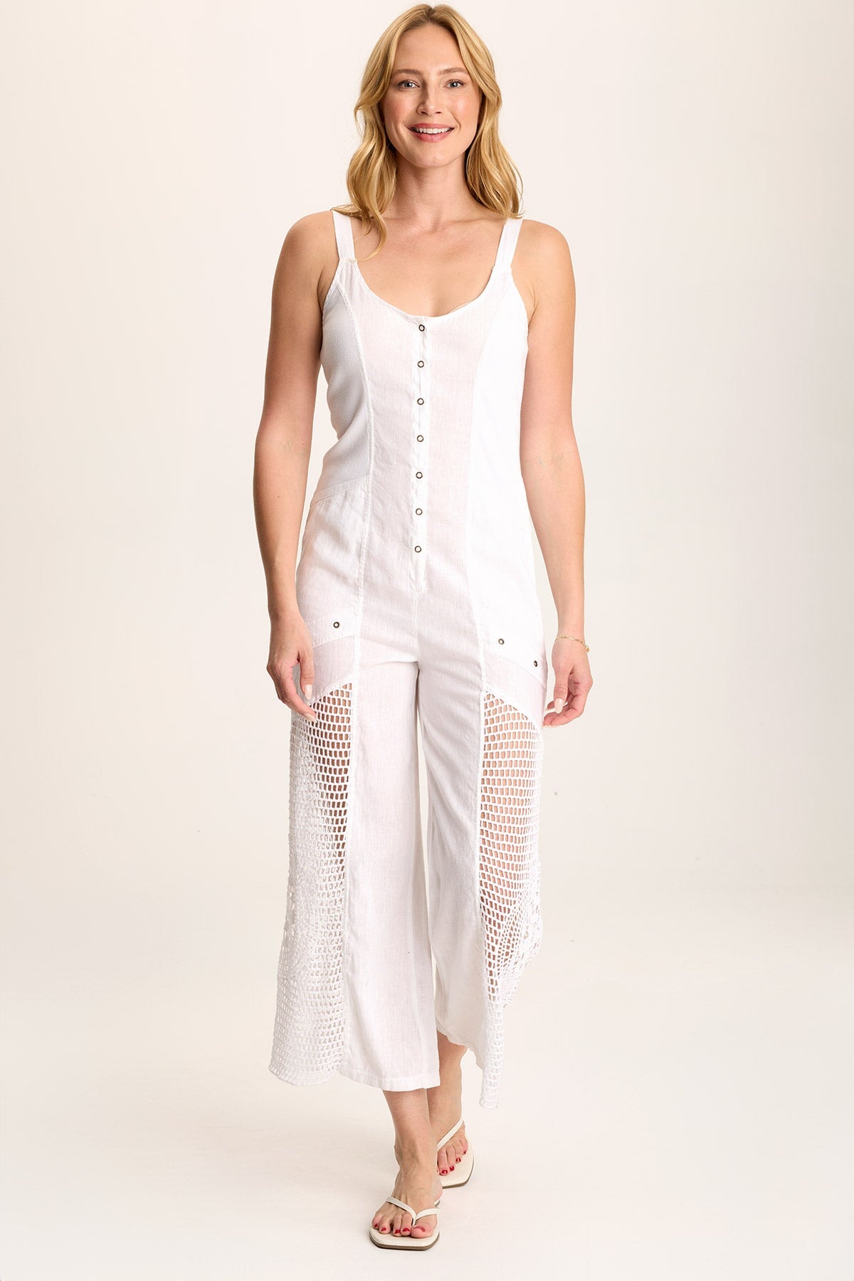 XCVI Anamita Linen/Crochet Jumpsuit