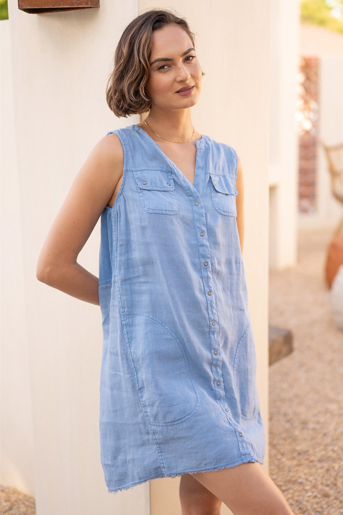 XCVI Catava Linen/Jersey Tank Dress