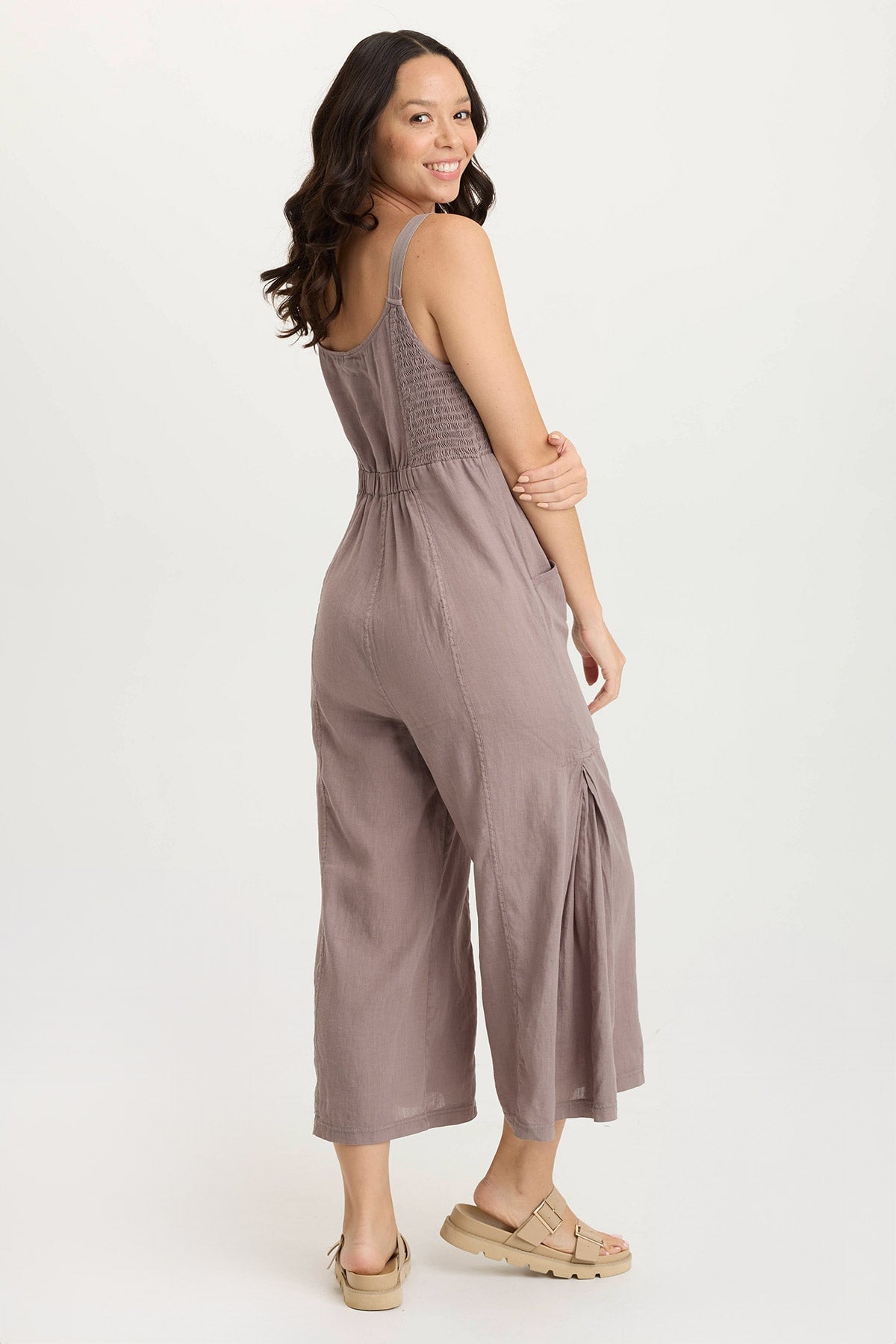 XCVI Leoda Linen Snap-Up Jumpsuit