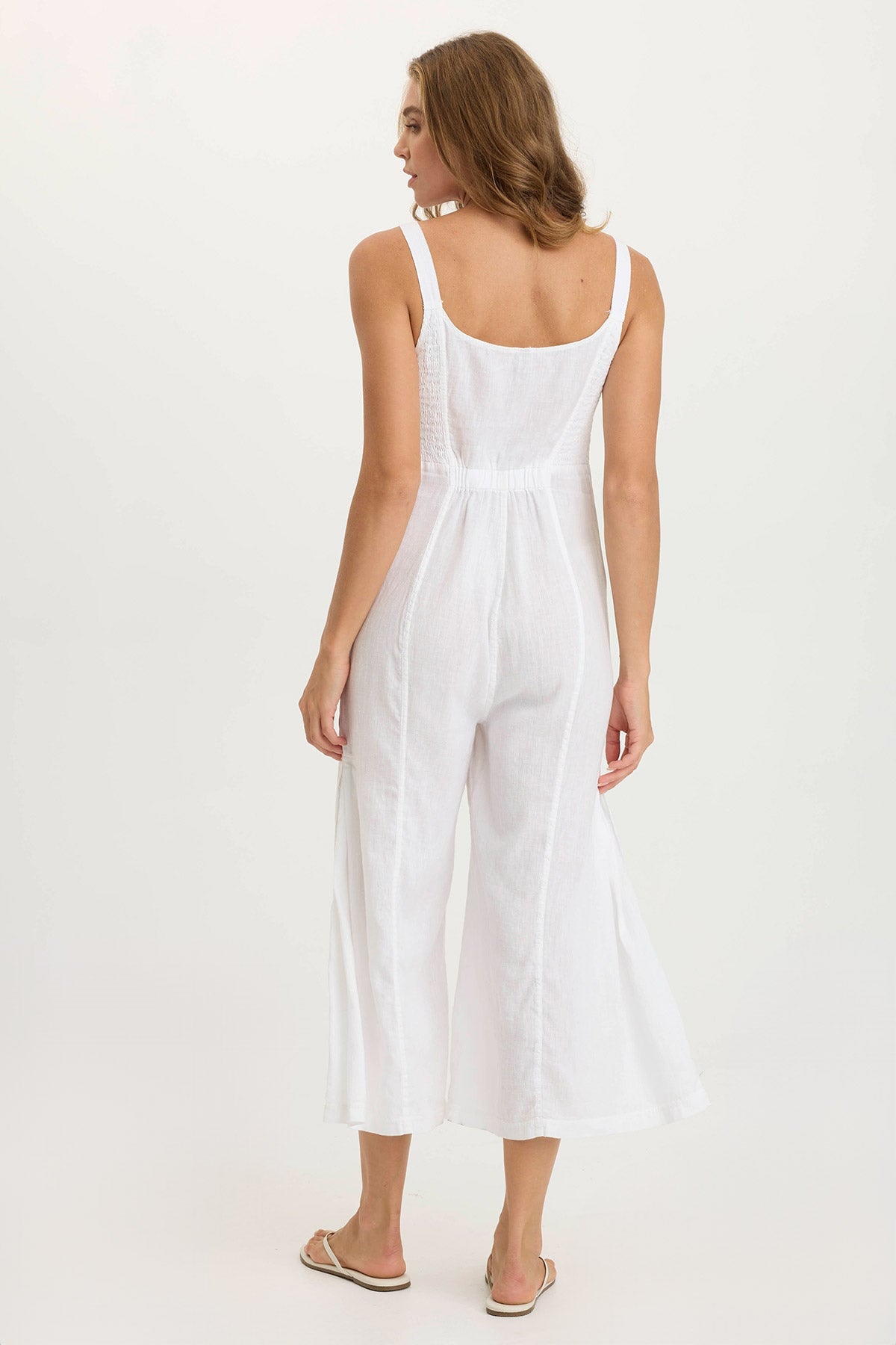 XCVI Leoda Linen Snap-Up Jumpsuit